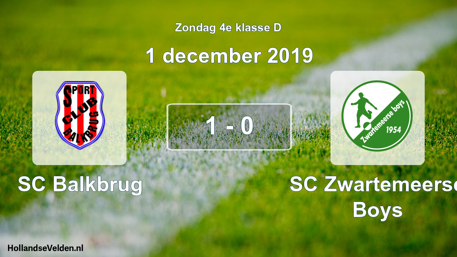Total number of matches played: SC Balkbrug - SC Zwartemeerse Boys 1 - 0 (1 December 2019)