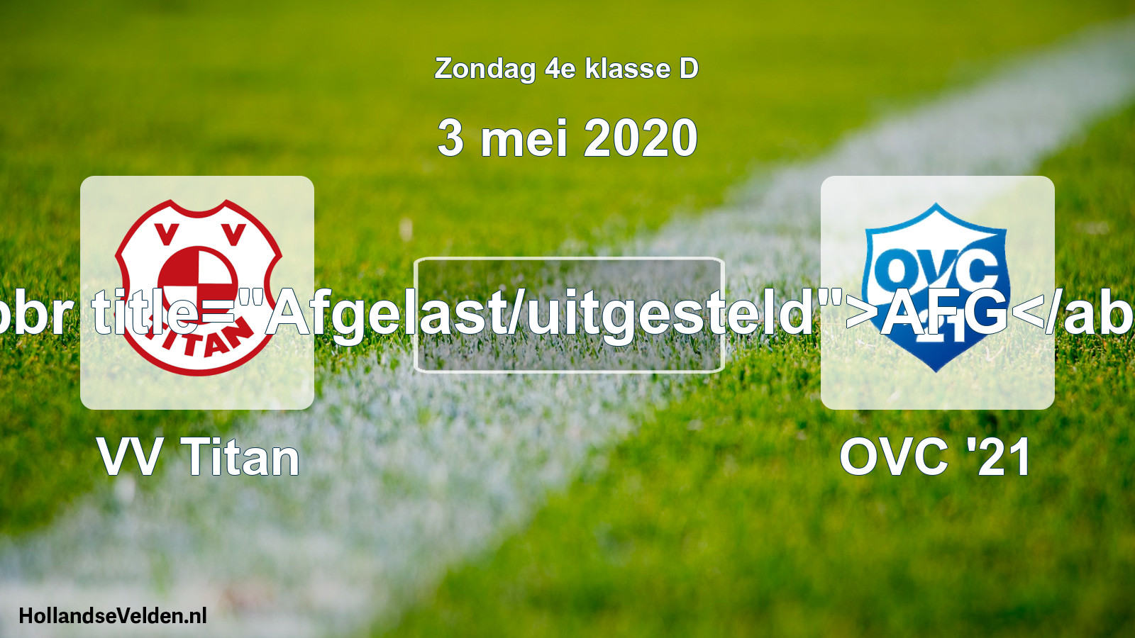 Scheduled Match: VV Titan - OVC '21 (3 May 2020)
