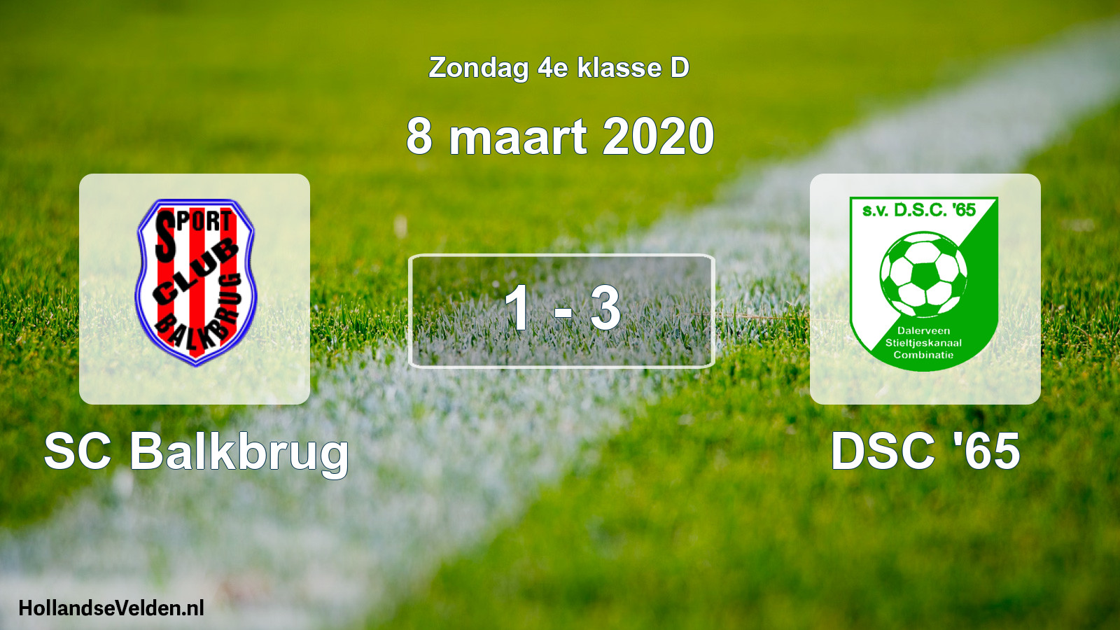Total number of matches played: SC Balkbrug - DSC '65 1 - 3 (8 March 2020)