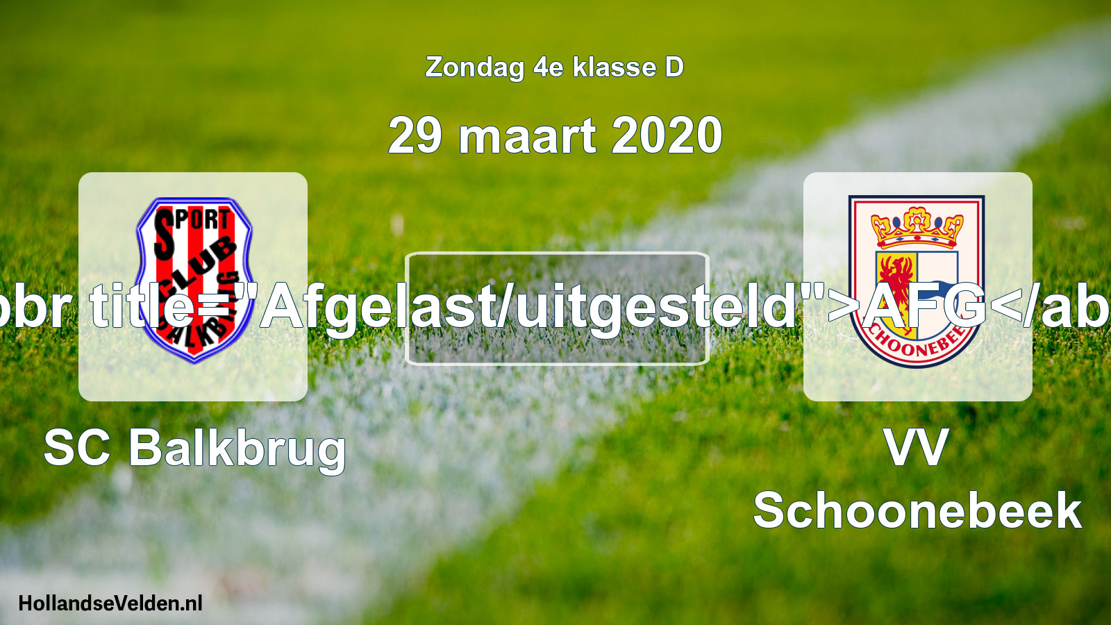 Scheduled Match: SC Balkbrug - VV Schoonebeek (29 March 2020)