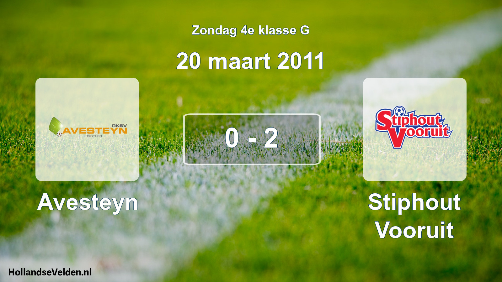 Total number of matches played: Avesteyn - Stiphout Vooruit 0 - 2 (20 March 2011)