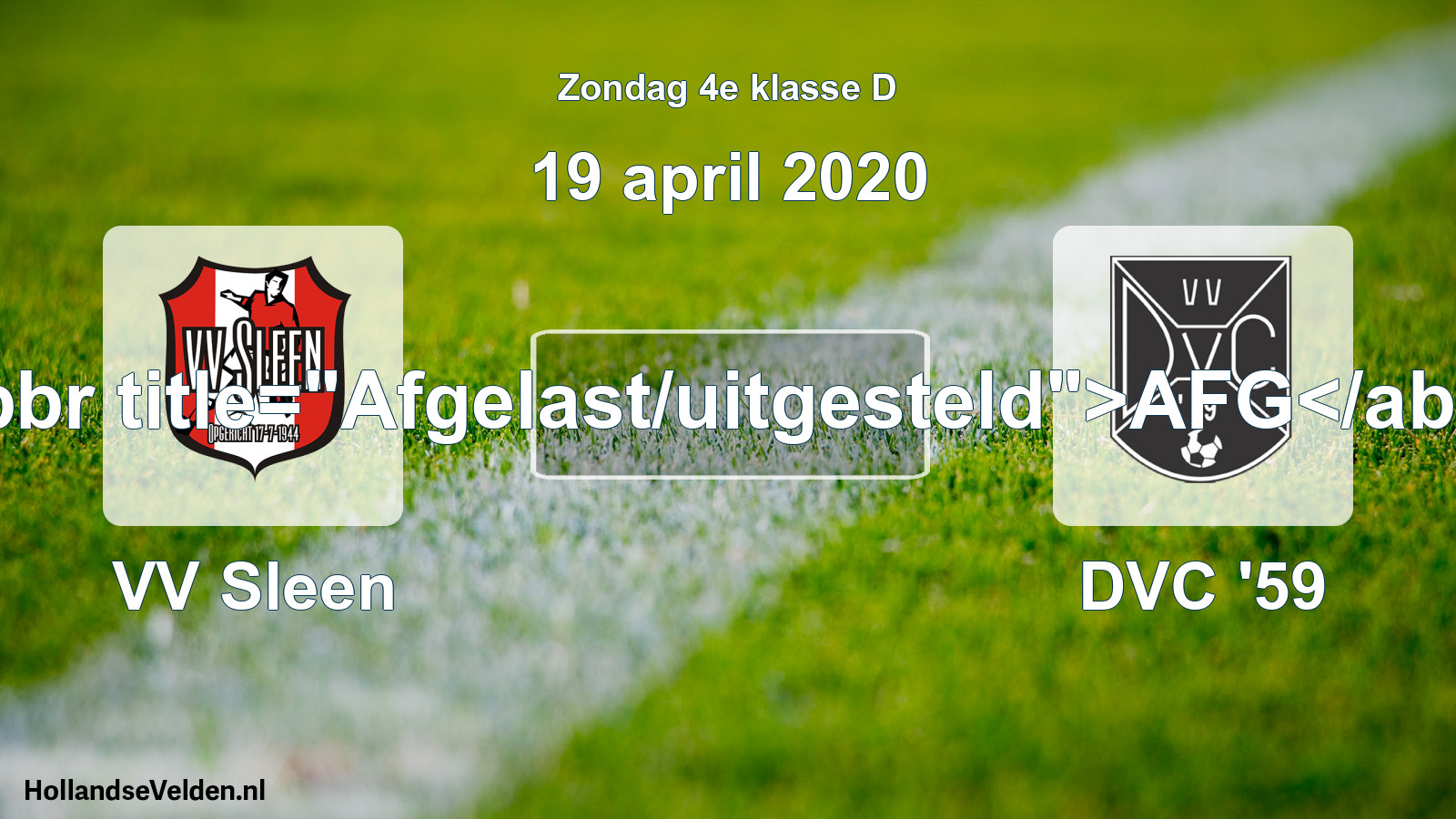 Scheduled Match: VV Sleen - DVC '59 (19 April 2020)