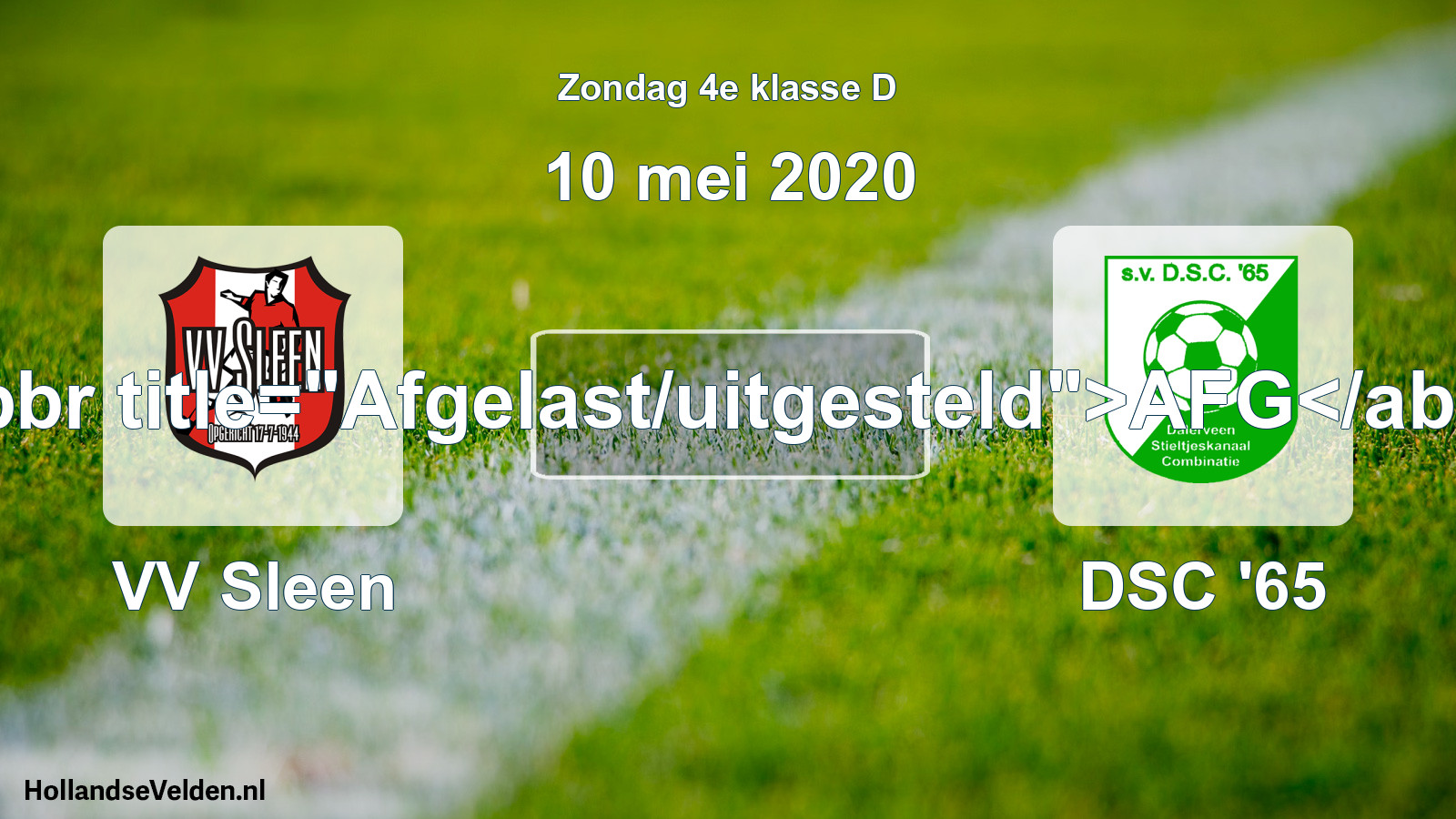 Scheduled Match: VV Sleen - DSC '65 (10 May 2020)