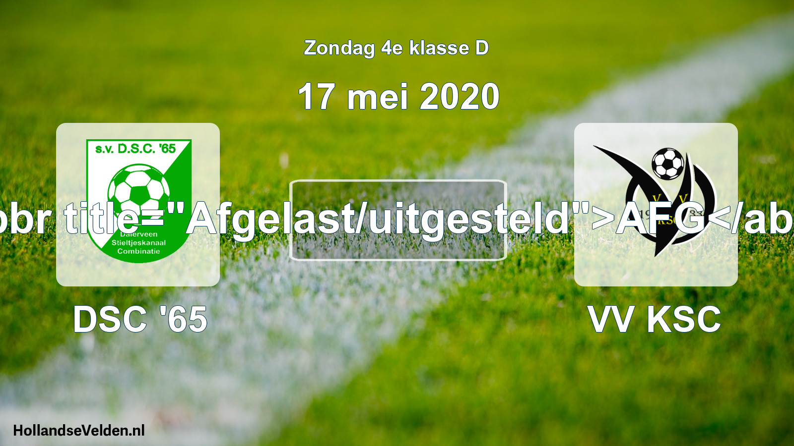 Scheduled Match: DSC '65 - VV KSC (17 May 2020)