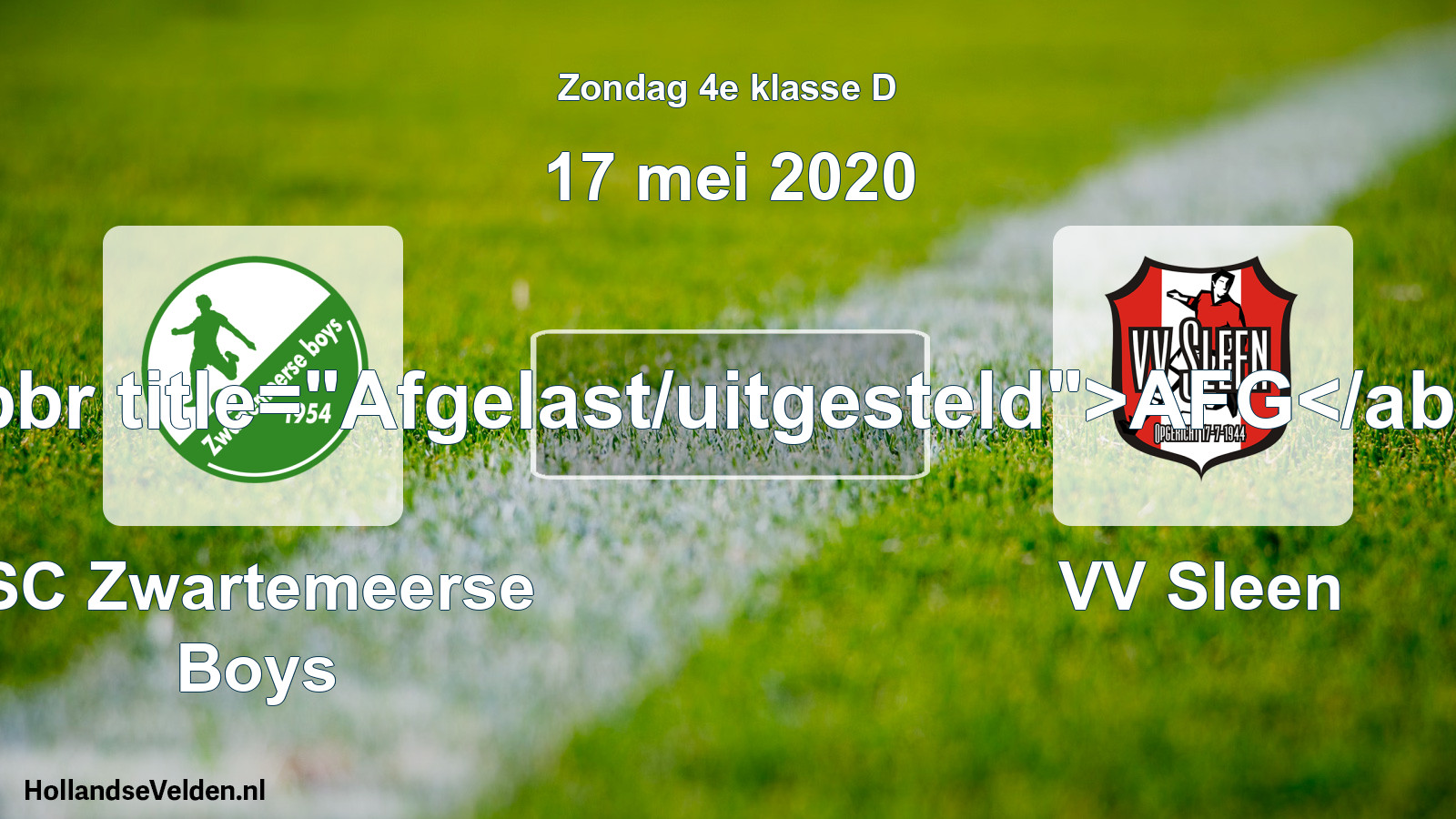 Scheduled Match: SC Zwartemeerse Boys - VV Sleen (17 May 2020)