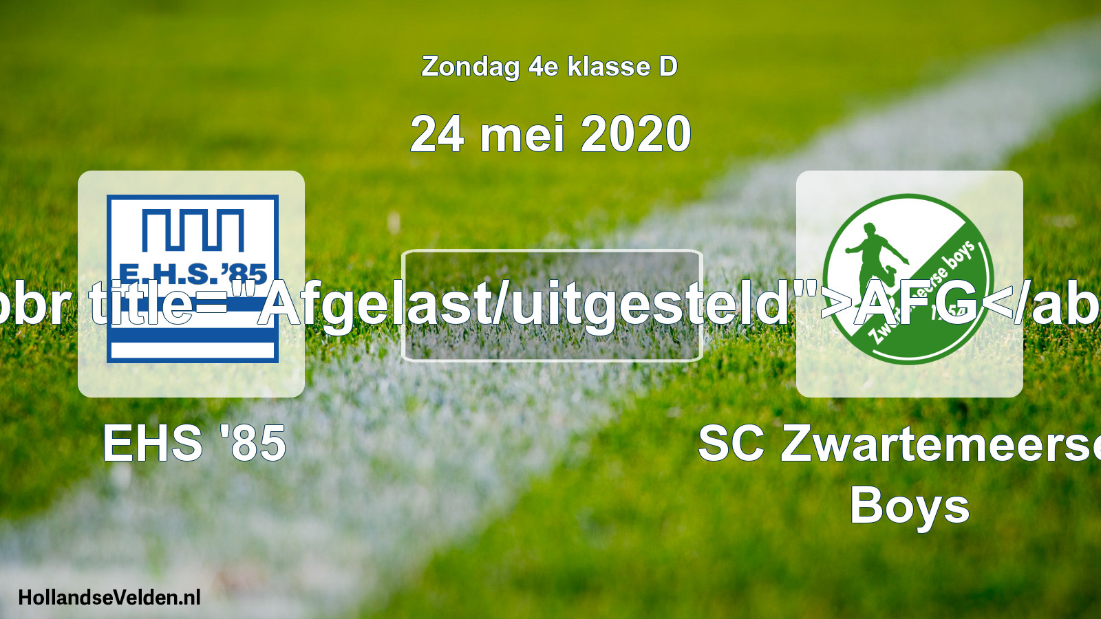 Scheduled Match: EHS '85 - SC Zwartemeerse Boys (24 May 2020)
