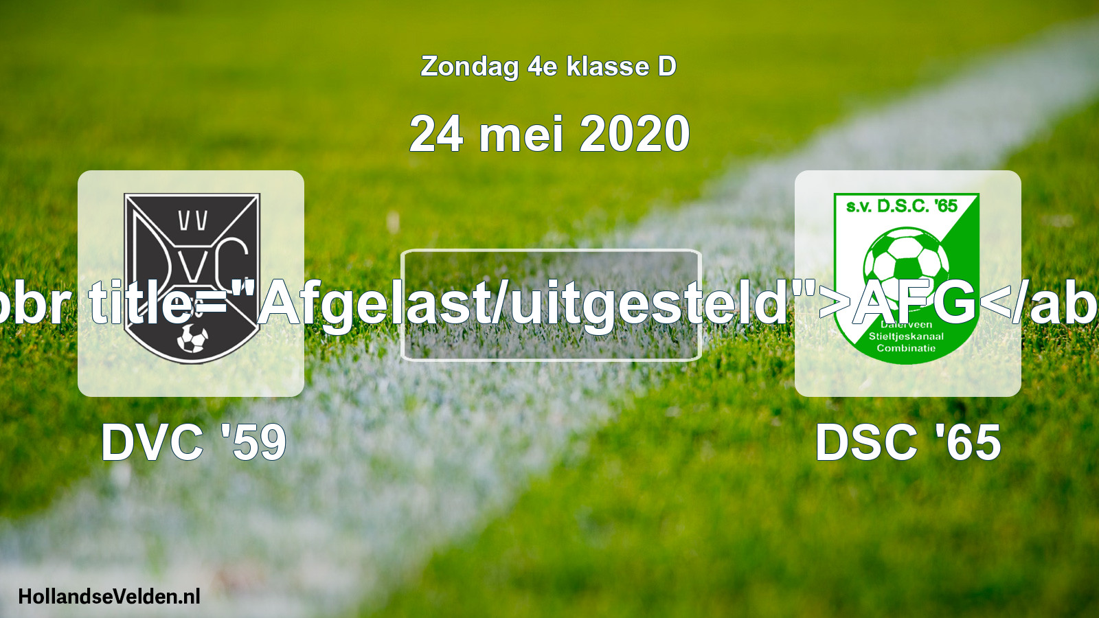 Scheduled Match: DVC '59 - DSC '65 (24 May 2020)