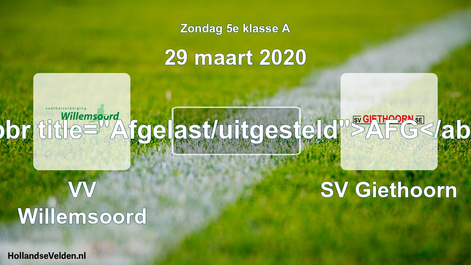 Scheduled Match: VV Willemsoord - SV Giethoorn (29 March 2020)
