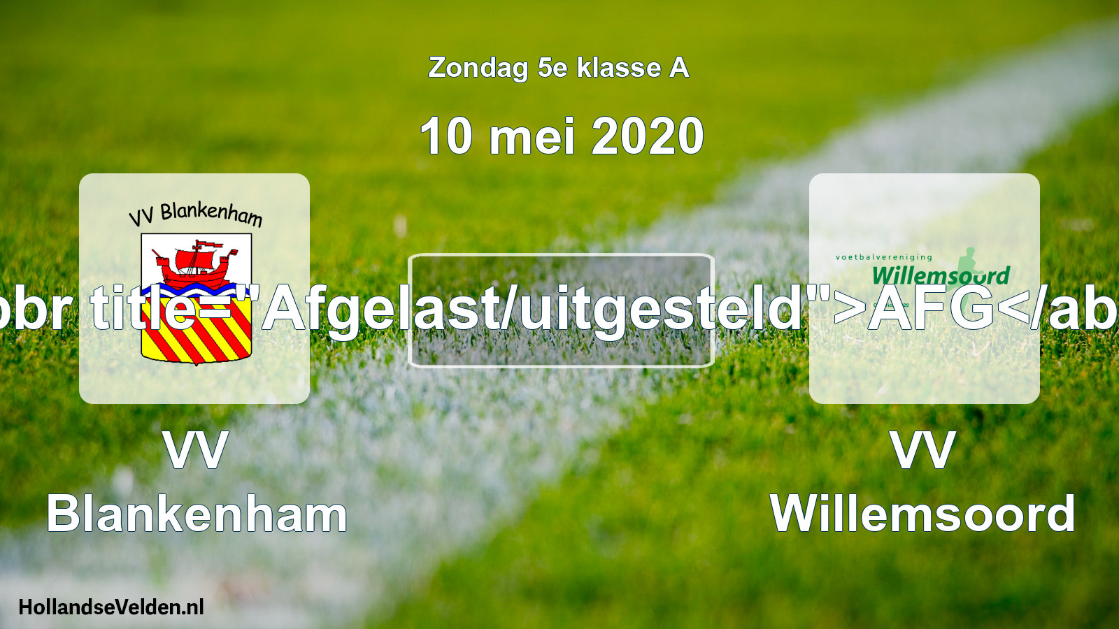 Scheduled Match: VV Blankenham - VV Willemsoord (10 May 2020)
