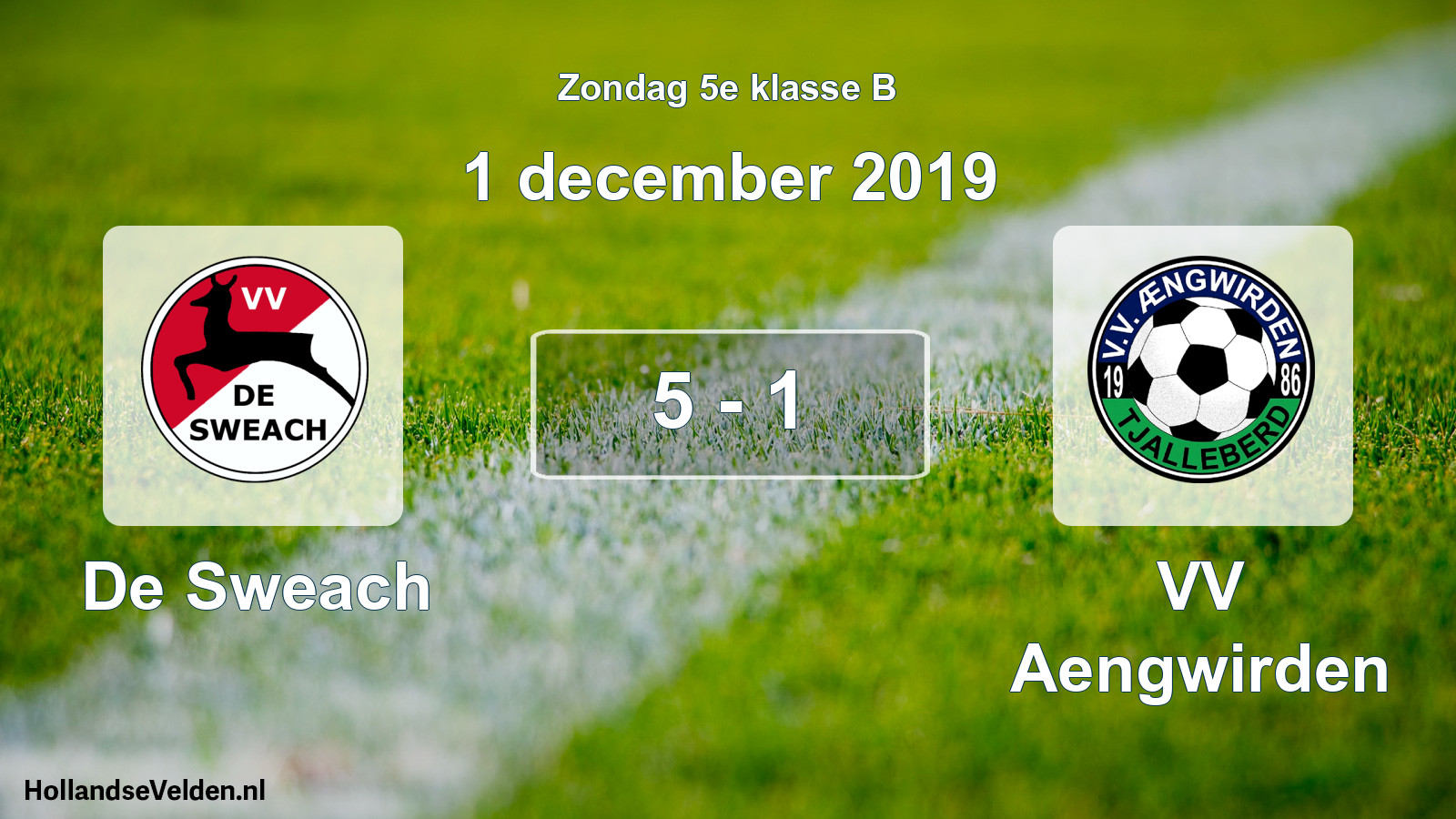 Total number of matches played: De Sweach - VV Aengwirden 5 - 1 (1 December 2019)