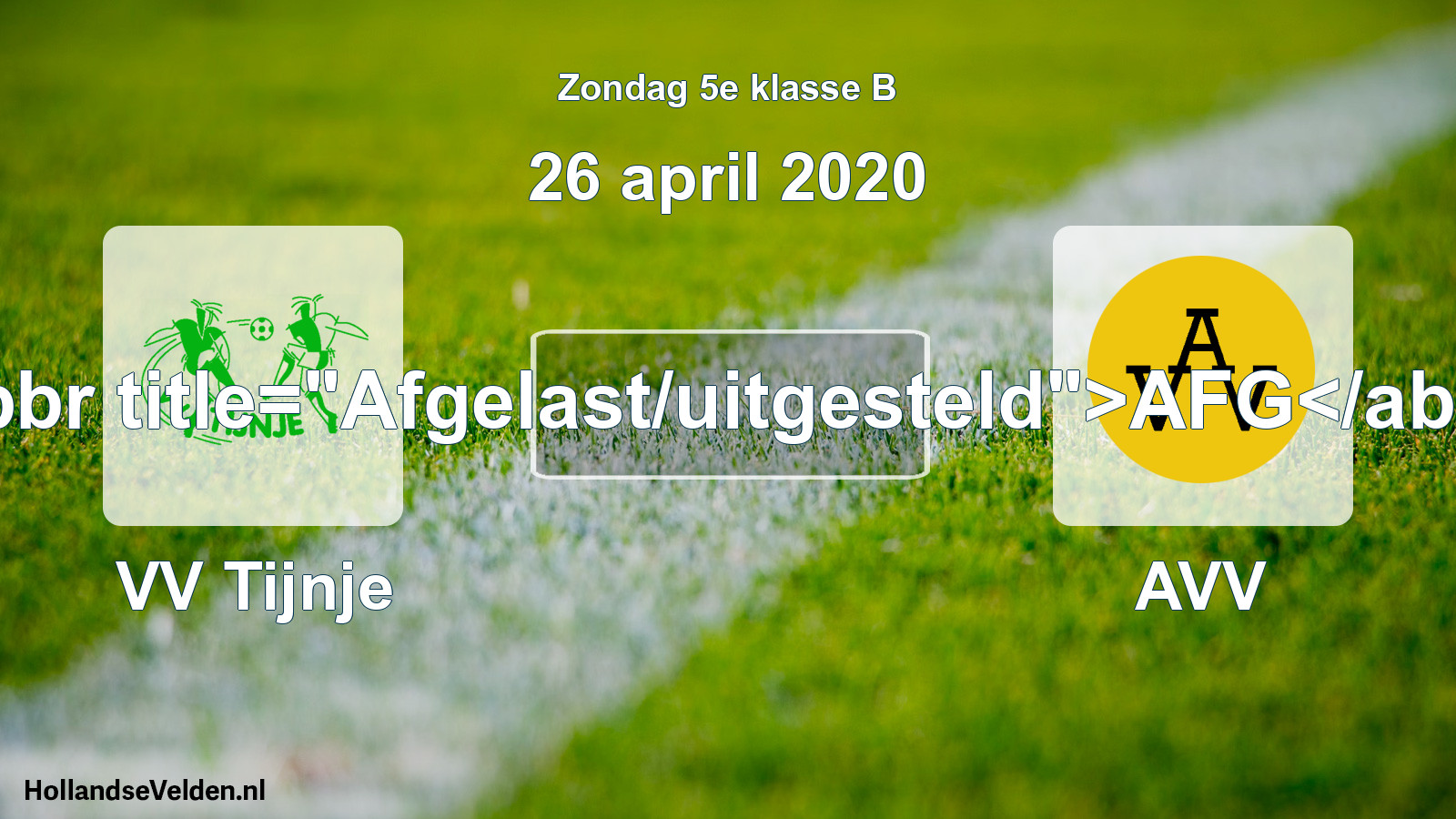 Scheduled Match: VV Tijnje - AVV (26 April 2020)