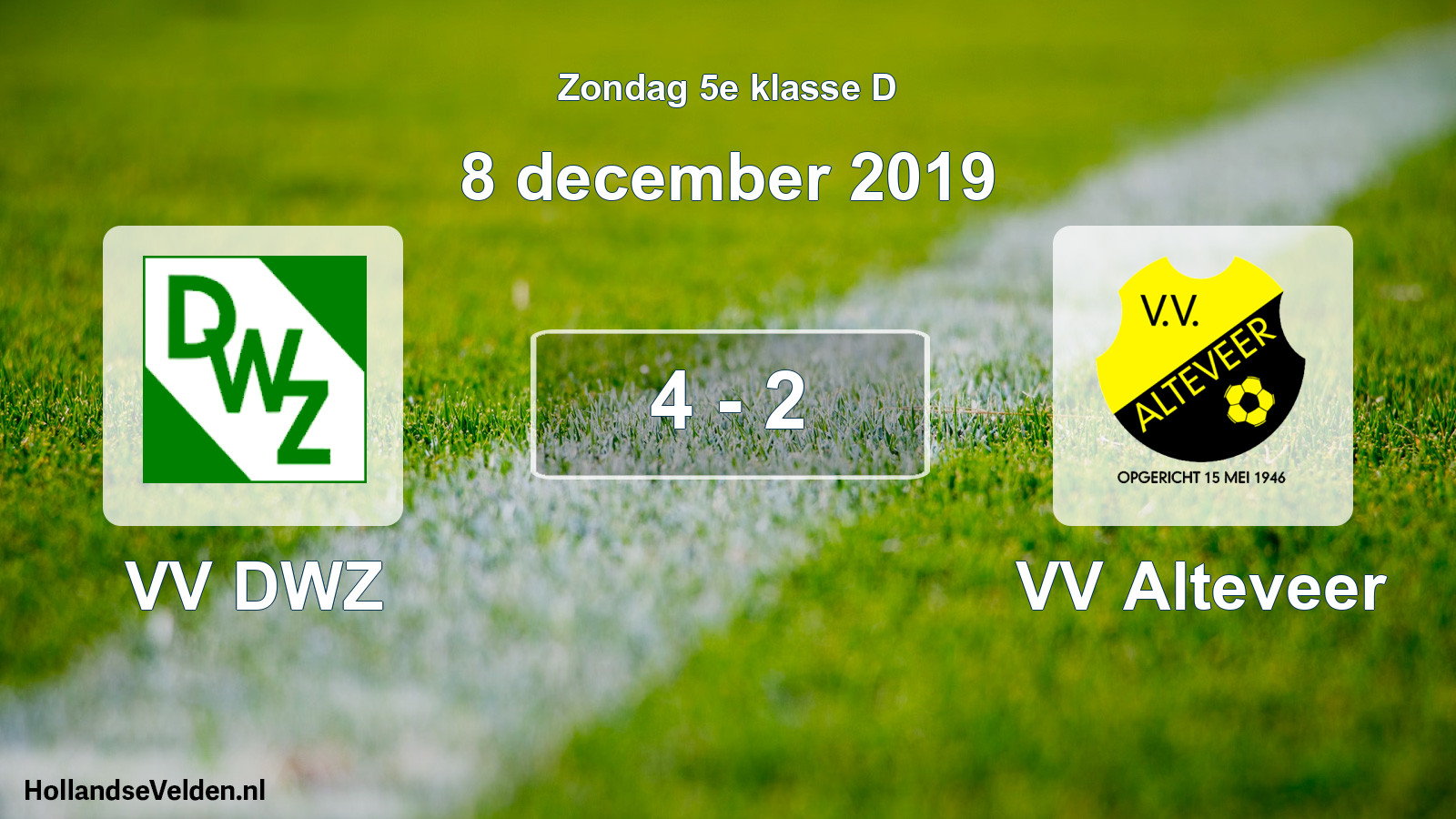 Total number of matches played: VV DWZ - VV Alteveer 4 - 2 (8 December 2019)