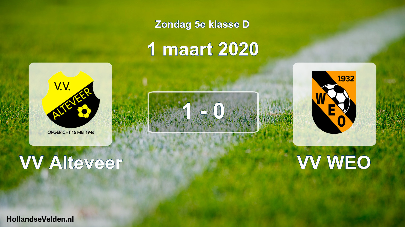 Total number of matches played: VV Alteveer - VV WEO 1 - 0 (1 March 2020)