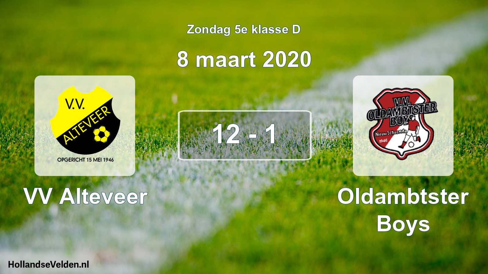 Total number of matches played: VV Alteveer - Oldambtster Boys 12 - 1 (8 March 2020)