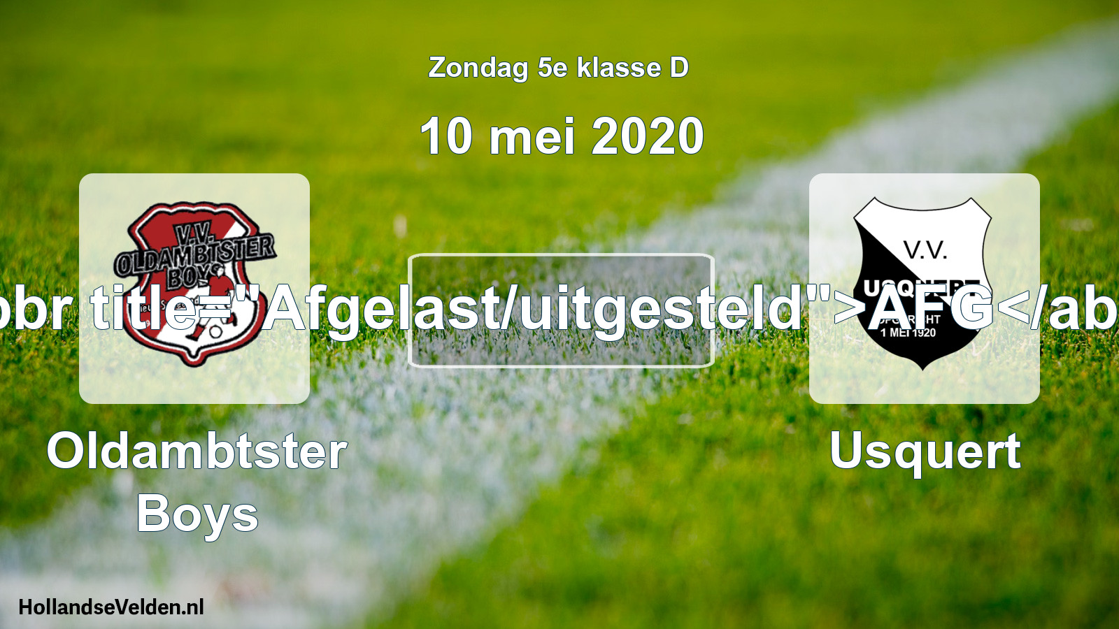 Scheduled Match: Oldambtster Boys - Usquert (10 May 2020)