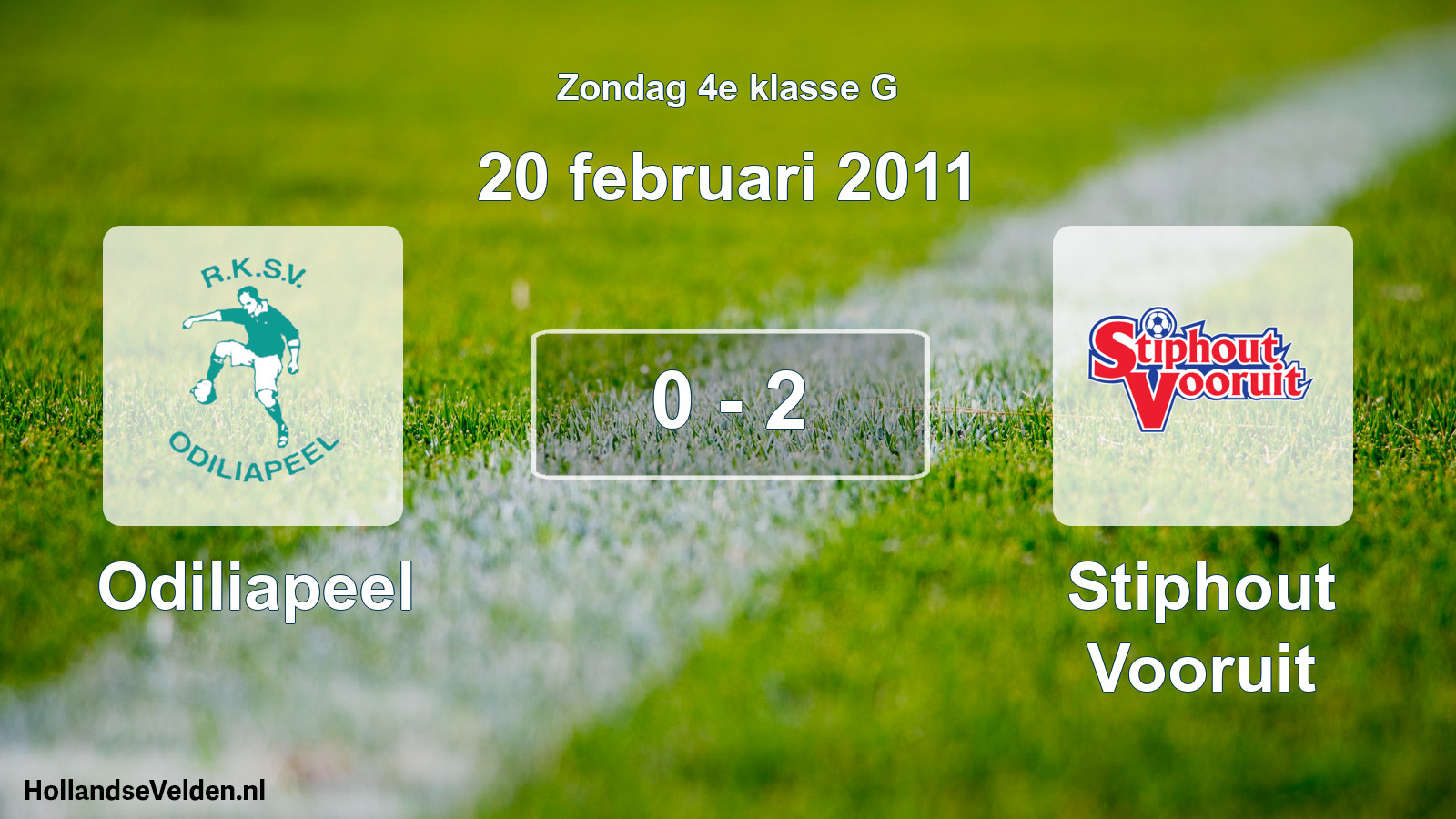 Total number of matches played: Odiliapeel - Stiphout Vooruit 0 - 2 (20 February 2011)
