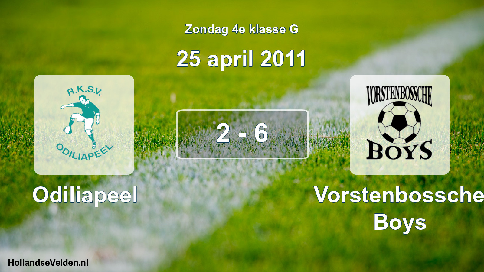 Total number of matches played: Odiliapeel - Vorstenbossche Boys 2 - 6 (25 April 2011)