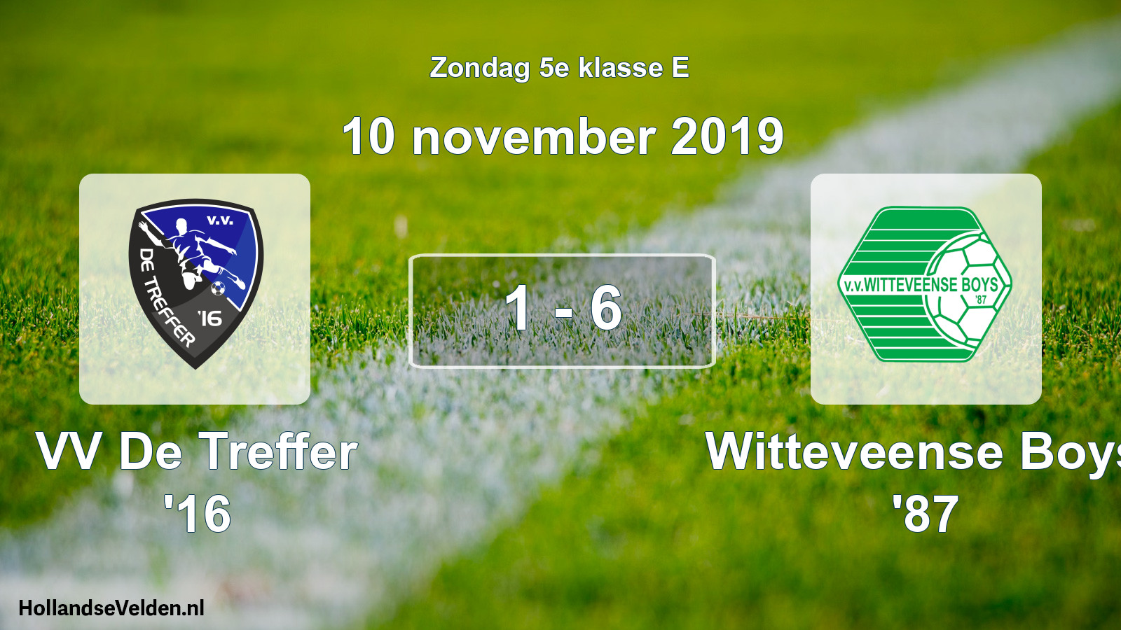Total number of matches played: VV De Treffer '16 - Witteveense Boys '87 1 - 6 (10 November 2019)