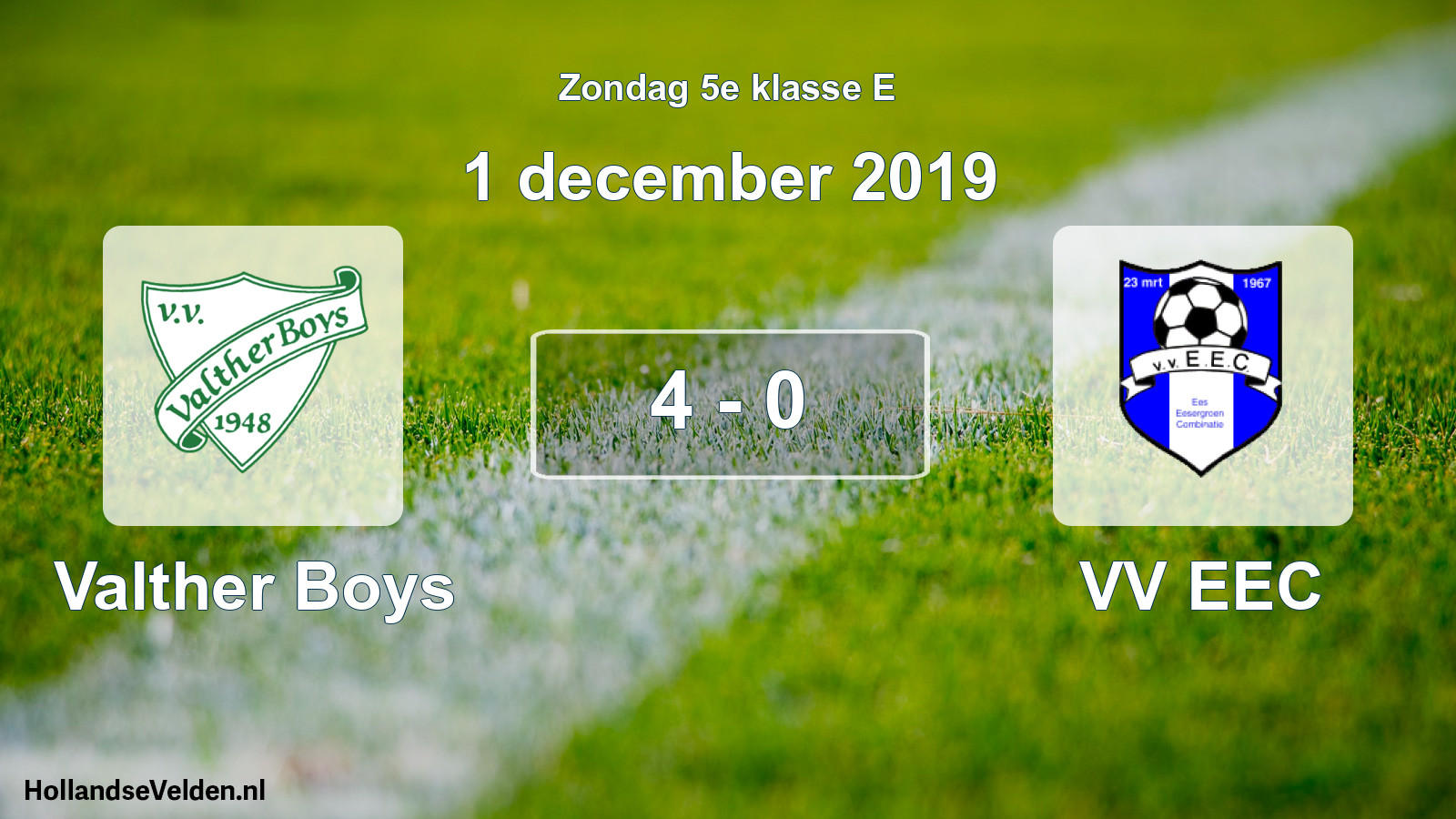 Total number of matches played: Valther Boys - VV EEC 4 - 0 (1 December 2019)