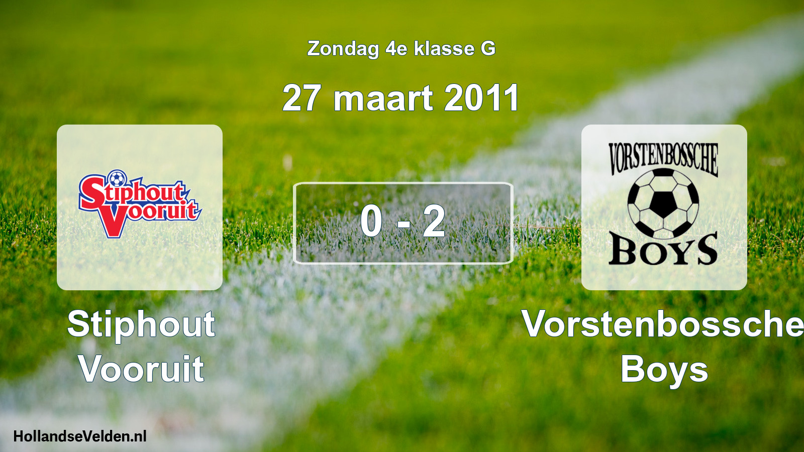 Total number of matches played: Stiphout Vooruit - Vorstenbossche Boys 0 - 2 (27 March 2011)