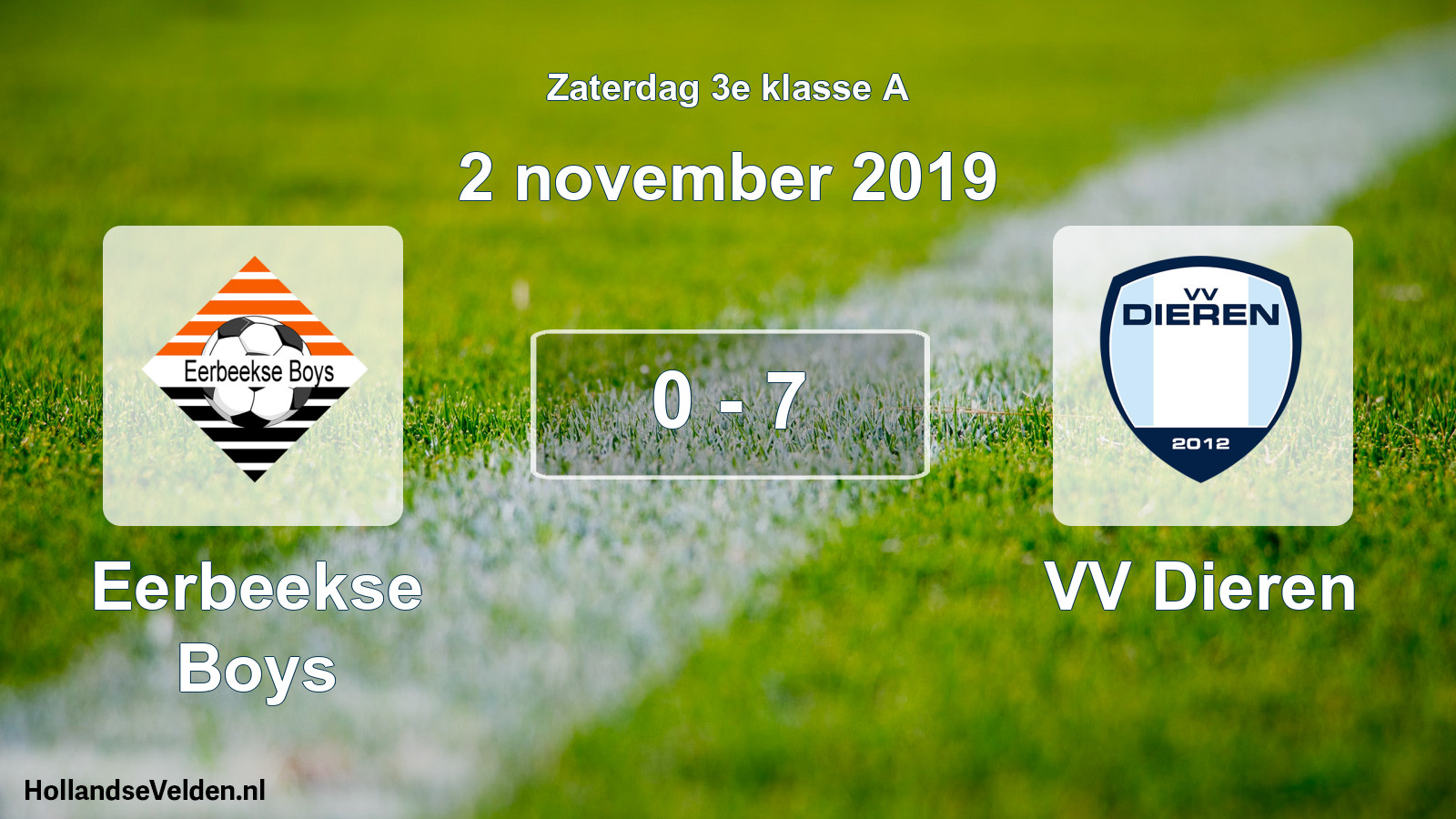 Total number of matches played: Eerbeekse Boys - VV Dieren 0 - 7 (2 November 2019)