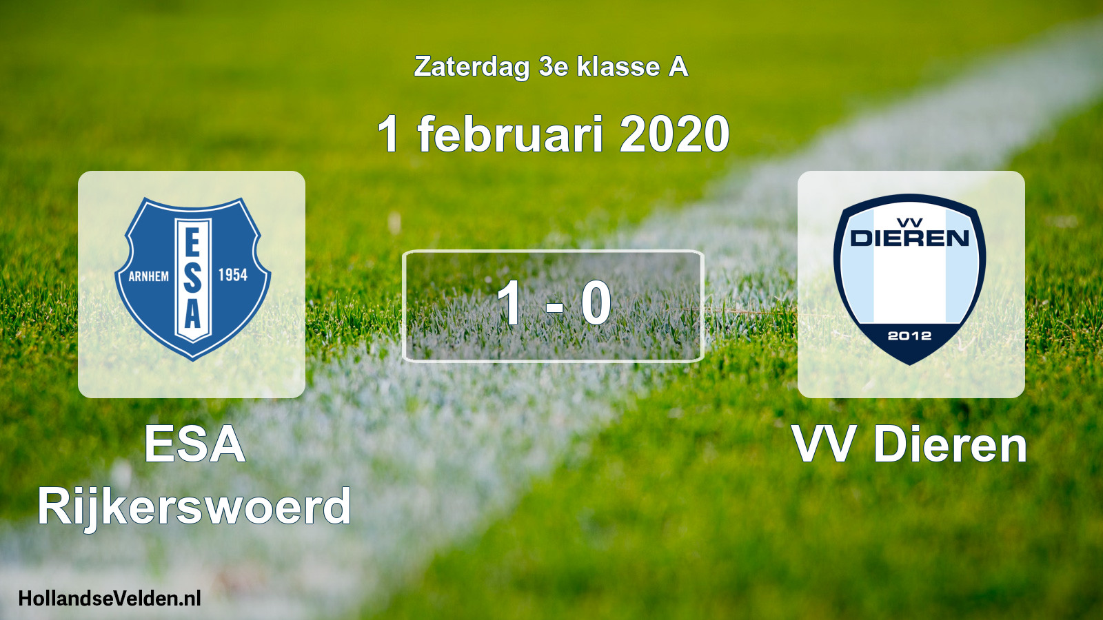 Total number of matches played: ESA Rijkerswoerd - VV Dieren 1 - 0 (1 February 2020)