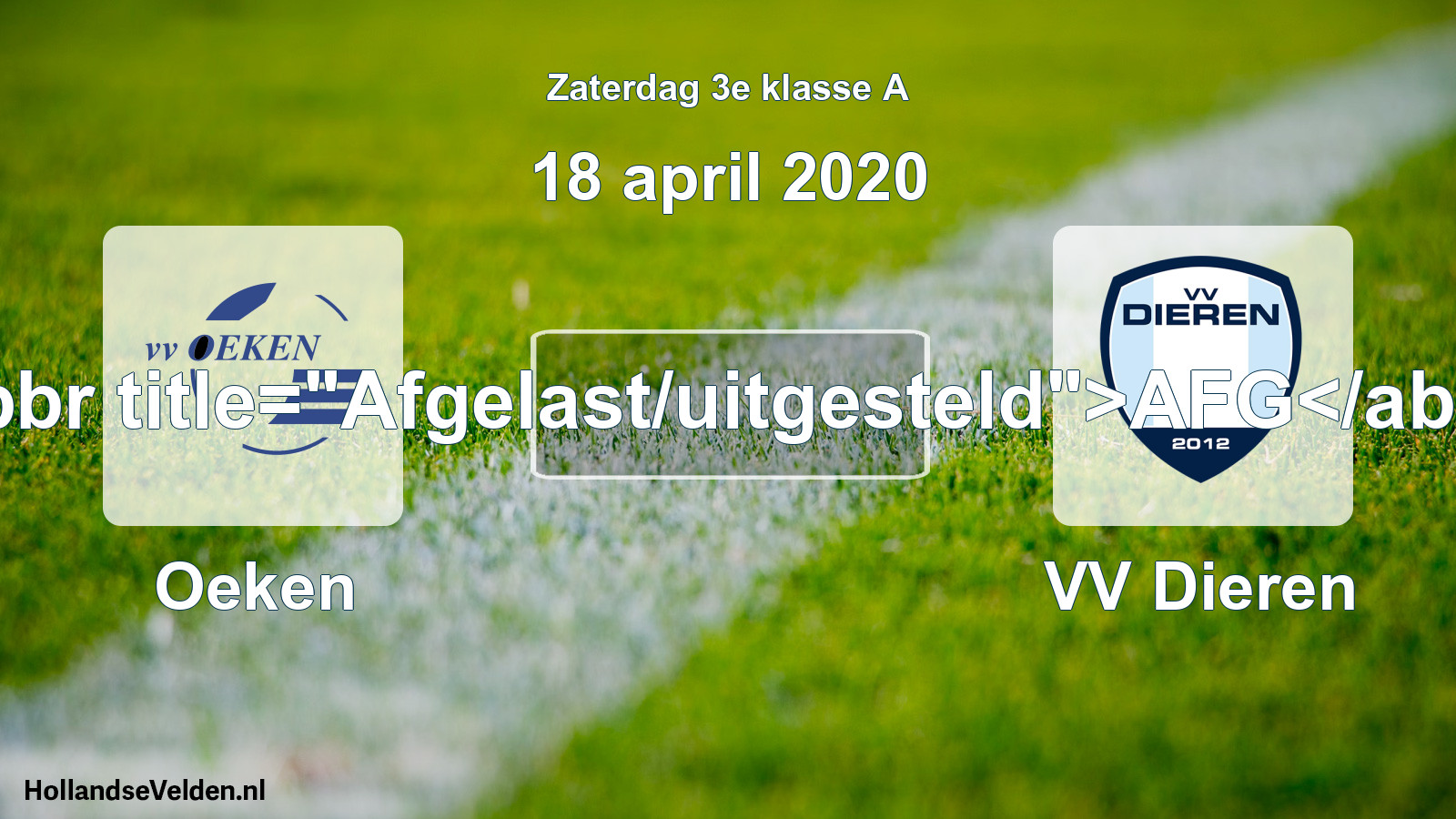 Scheduled Match: Oeken - VV Dieren (18 April 2020)