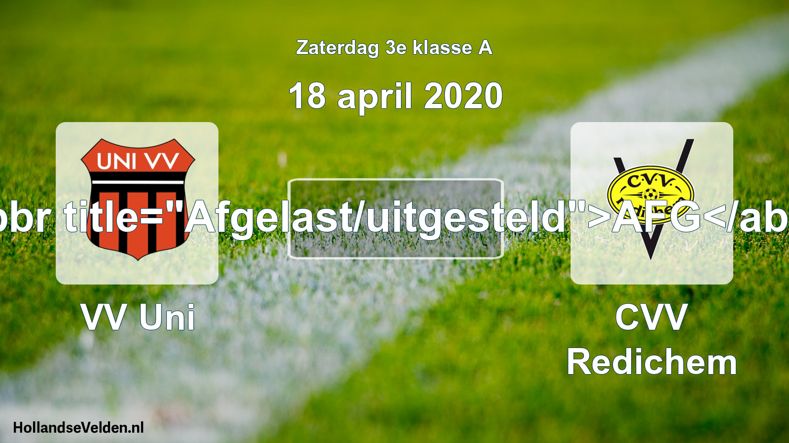 Scheduled Match: VV Uni - CVV Redichem (18 April 2020)