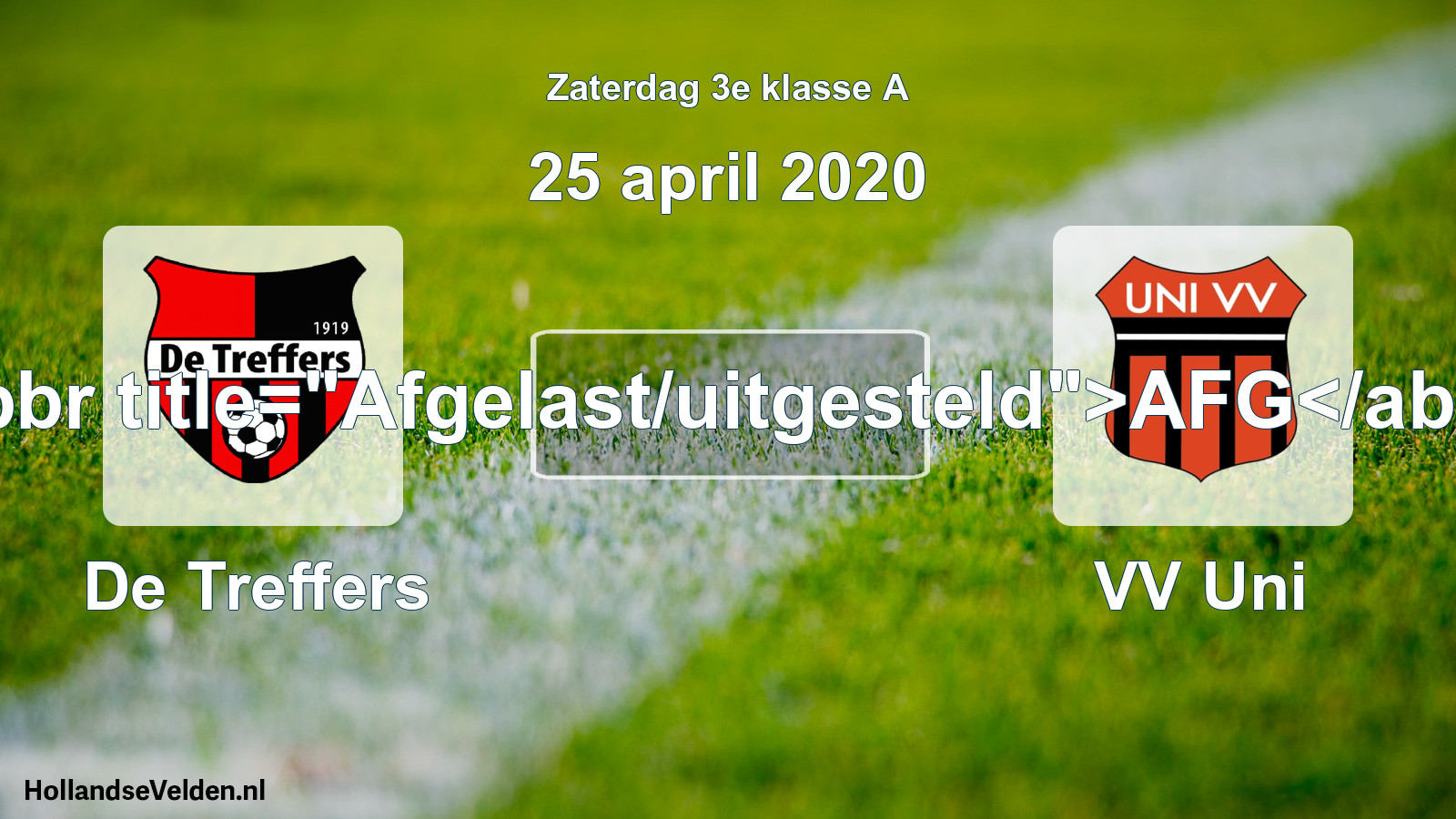 Scheduled Match: De Treffers - VV Uni (25 April 2020)