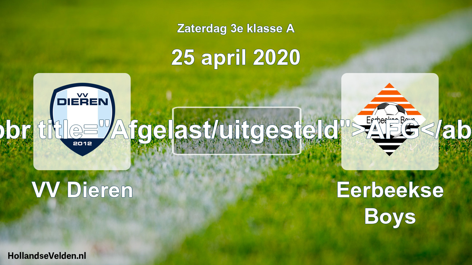 Scheduled Match: VV Dieren - Eerbeekse Boys (25 April 2020)