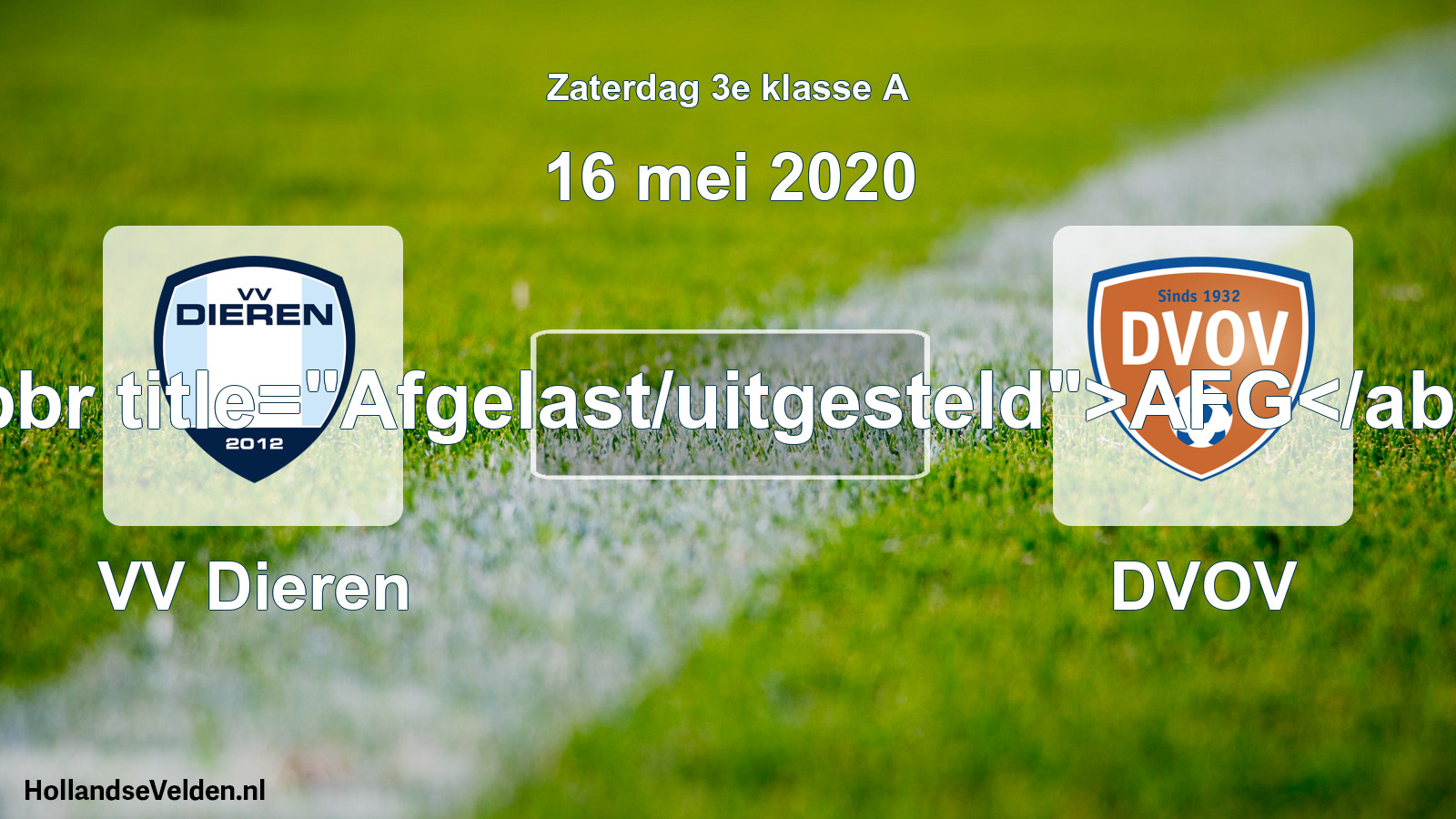 Scheduled Match: VV Dieren - DVOV (16 May 2020)