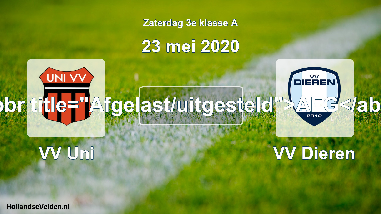 Scheduled Match: VV Uni - VV Dieren (23 May 2020)