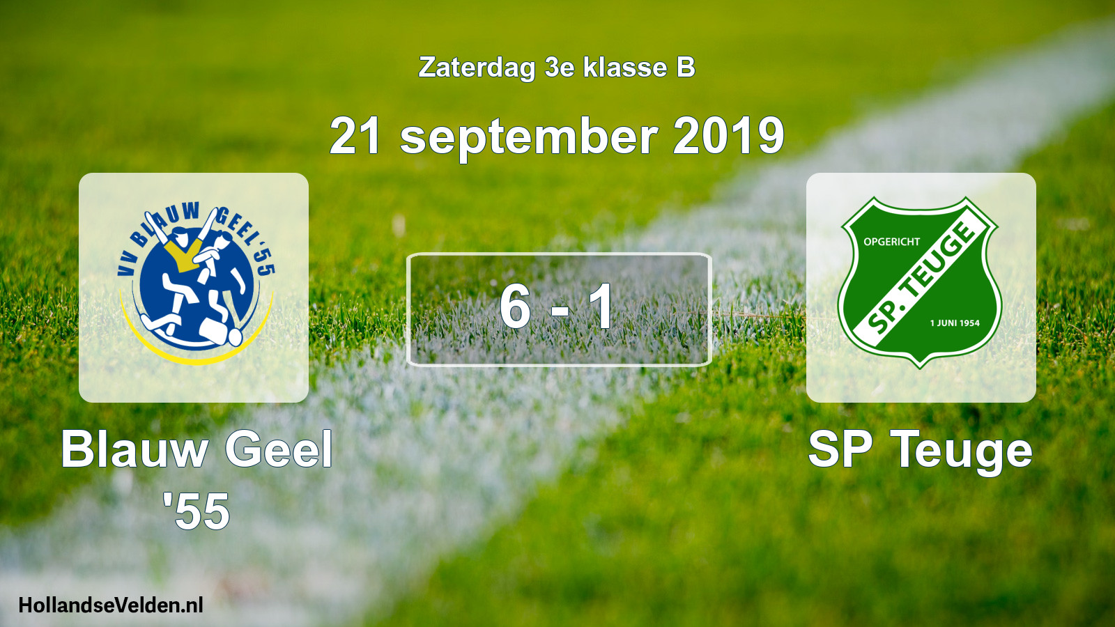 Total number of matches played: Blauw Geel '55 - SP Teuge 6 - 1 (21 September 2019)