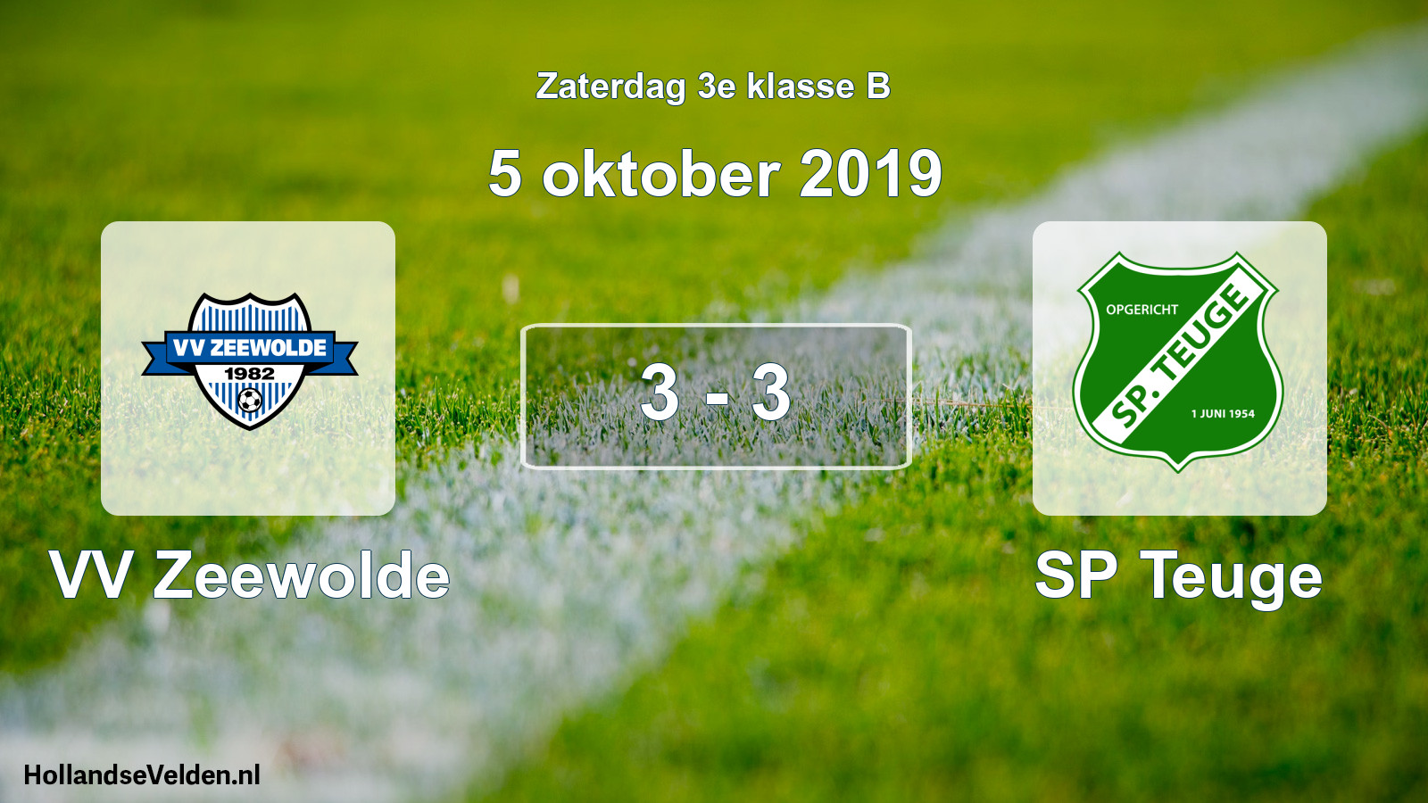 Total number of matches played: VV Zeewolde - SP Teuge 3 - 3 (5 October 2019)