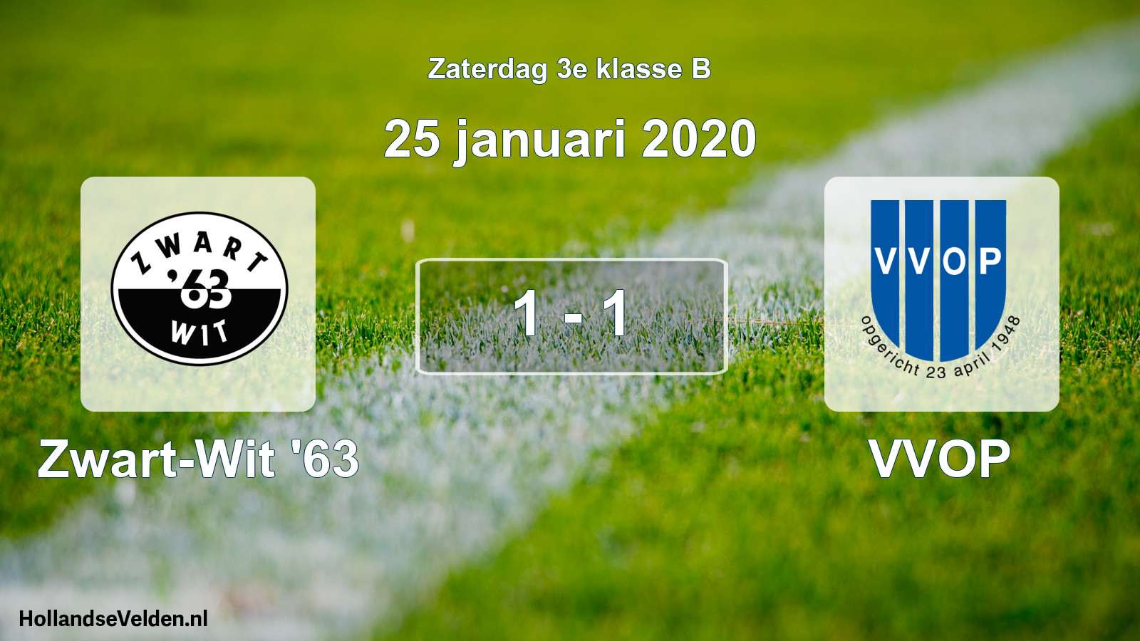 Total number of matches played: Zwart-Wit '63 - VVOP 1 - 1 (25 January 2020)