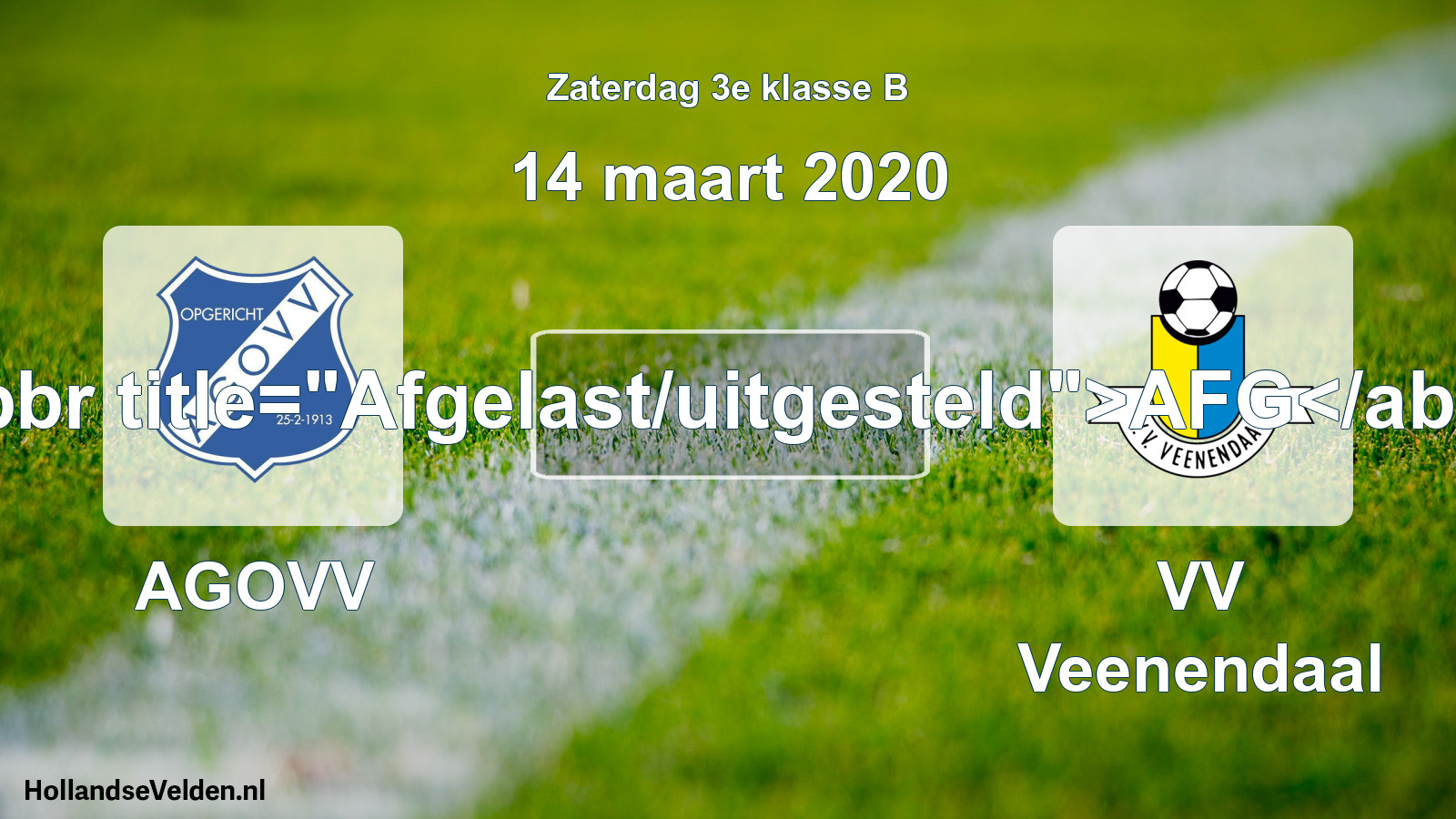 Scheduled Match: AGOVV - VV Veenendaal (14 March 2020)