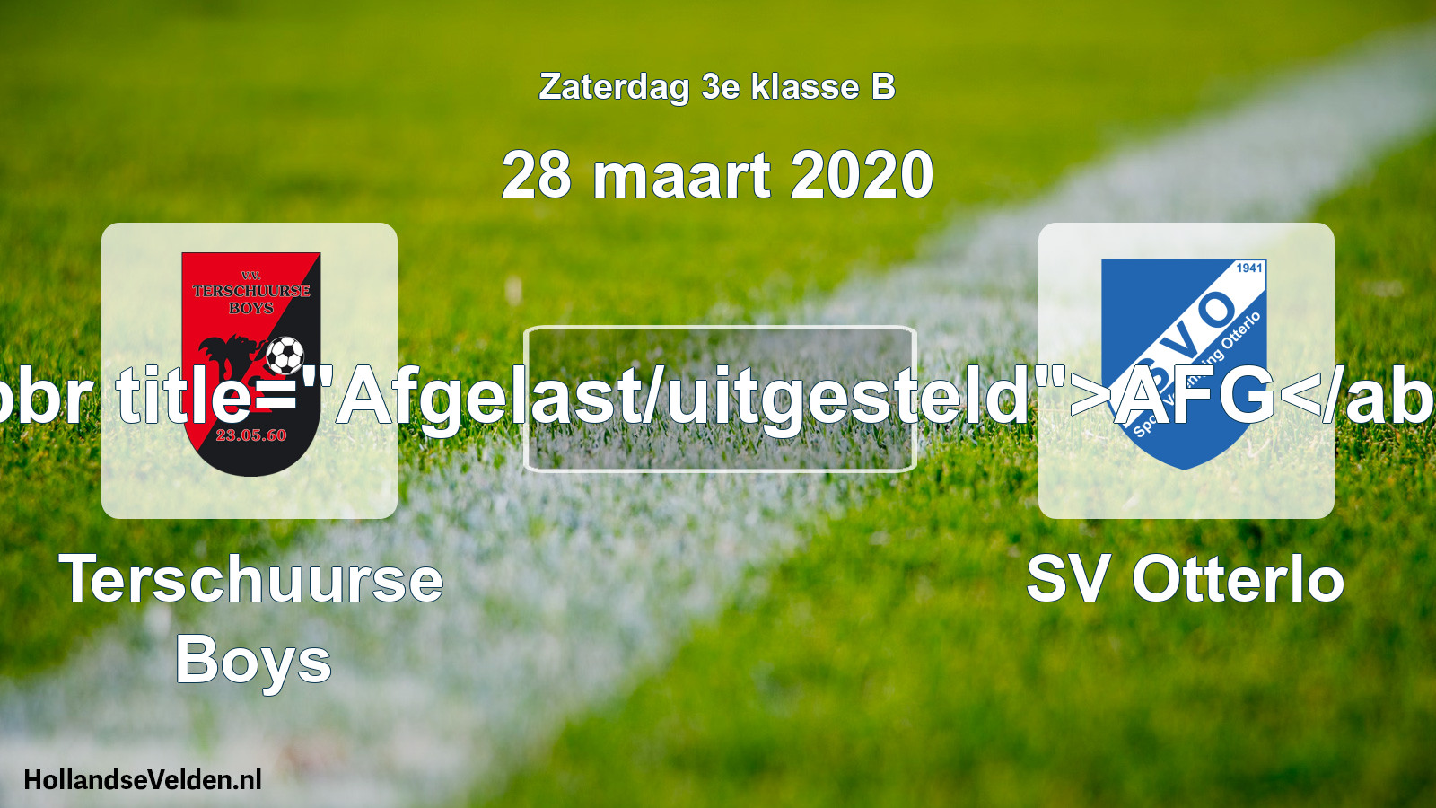 Scheduled Match: Terschuurse Boys - SV Otterlo (28 March 2020)