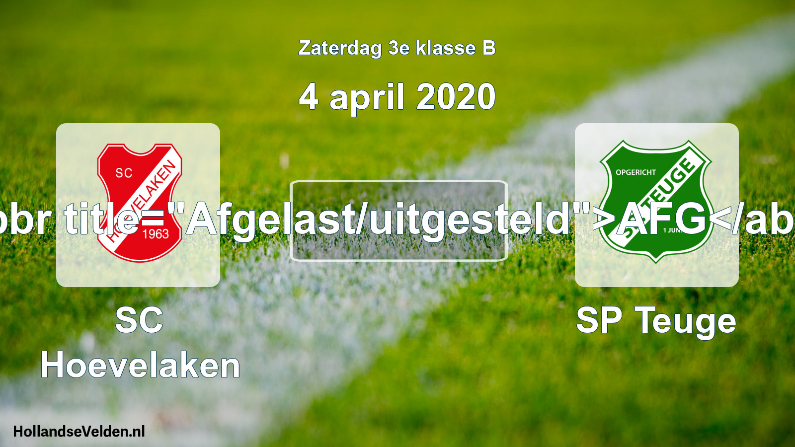 Scheduled Match: SC Hoevelaken - SP Teuge (4 April 2020)