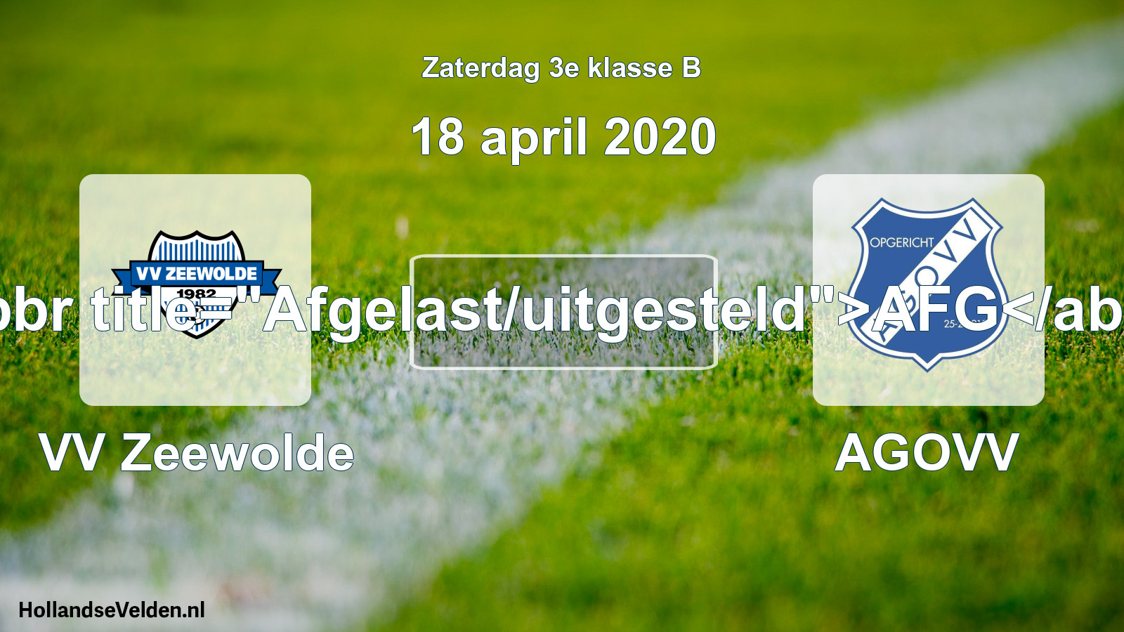Scheduled Match: VV Zeewolde - AGOVV (18 April 2020)
