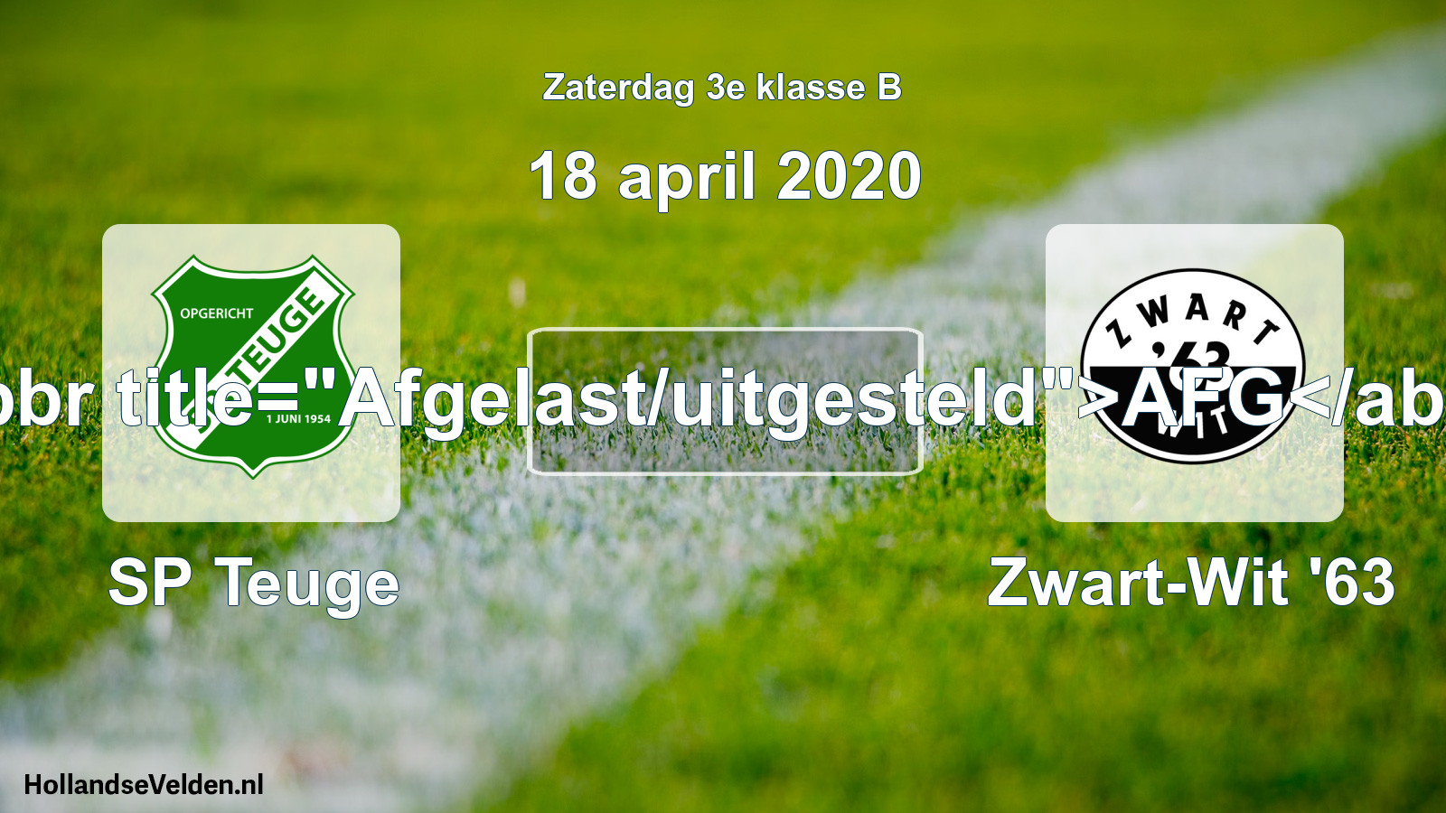 Scheduled Match: SP Teuge - Zwart-Wit '63 (18 April 2020)