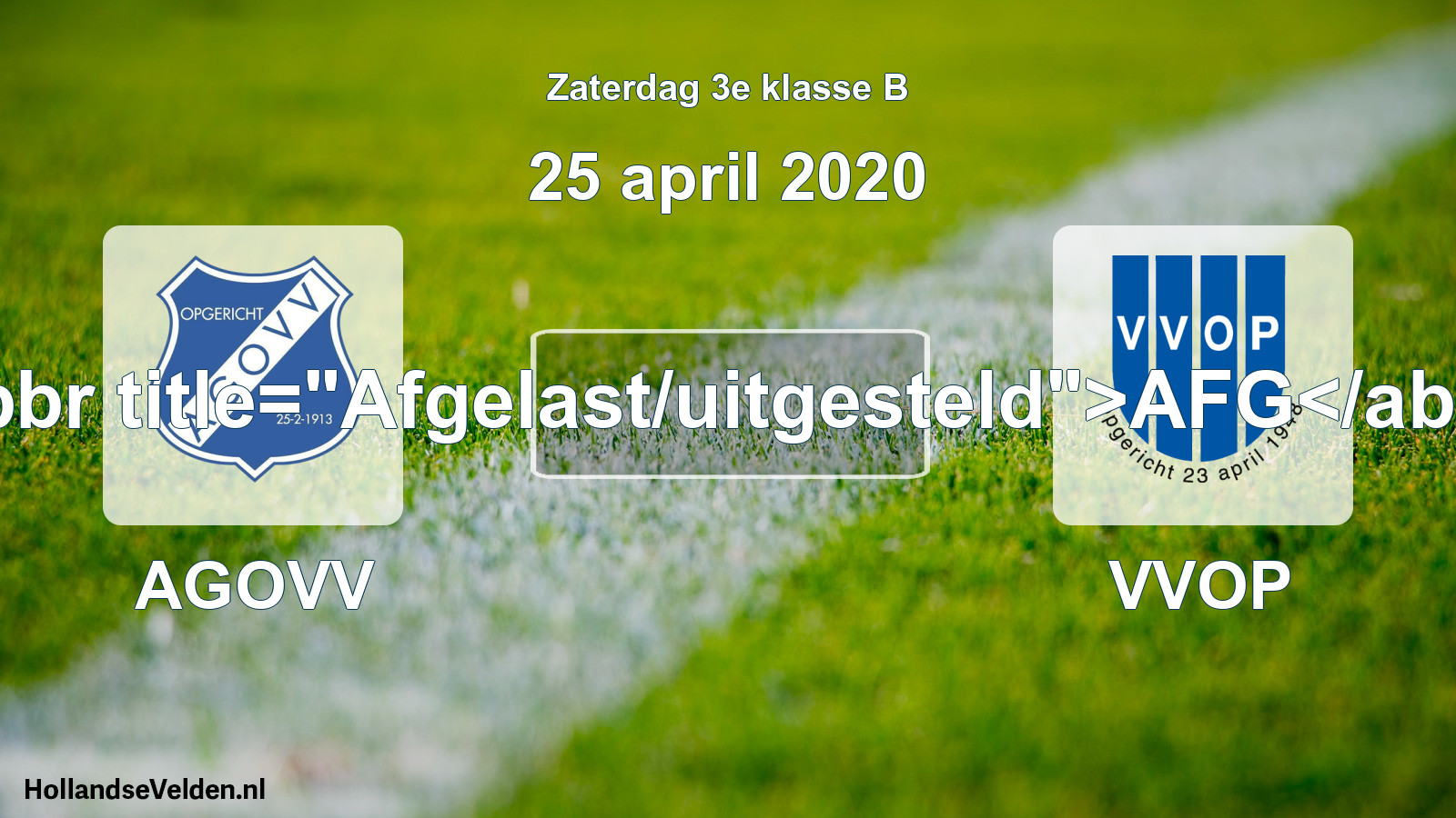Scheduled Match: AGOVV - VVOP (25 April 2020)