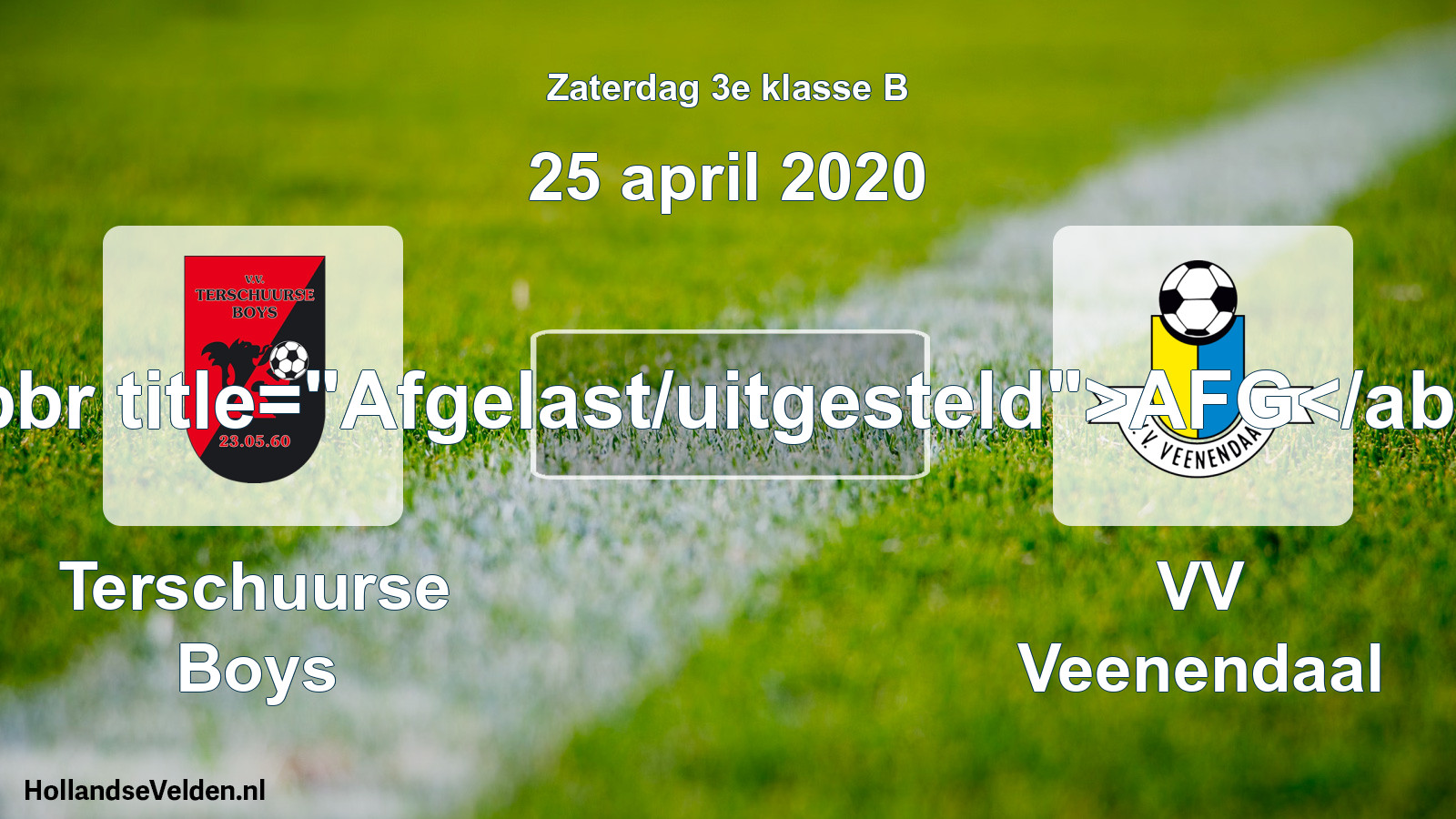 Scheduled Match: Terschuurse Boys - VV Veenendaal (25 April 2020)