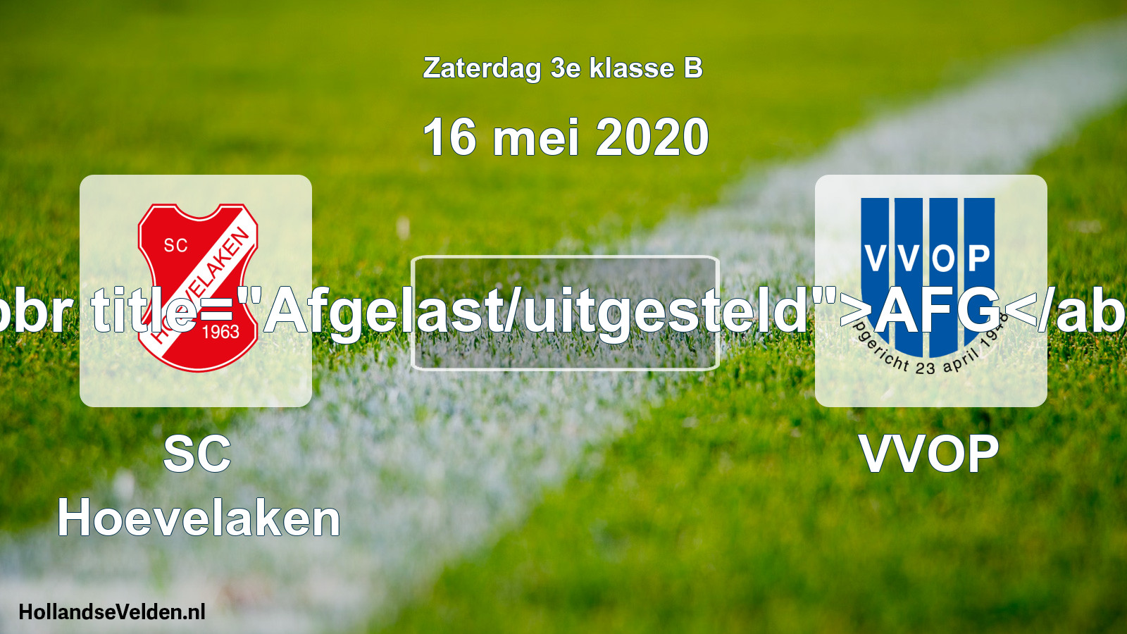 Scheduled Match: SC Hoevelaken - VVOP (16 May 2020)