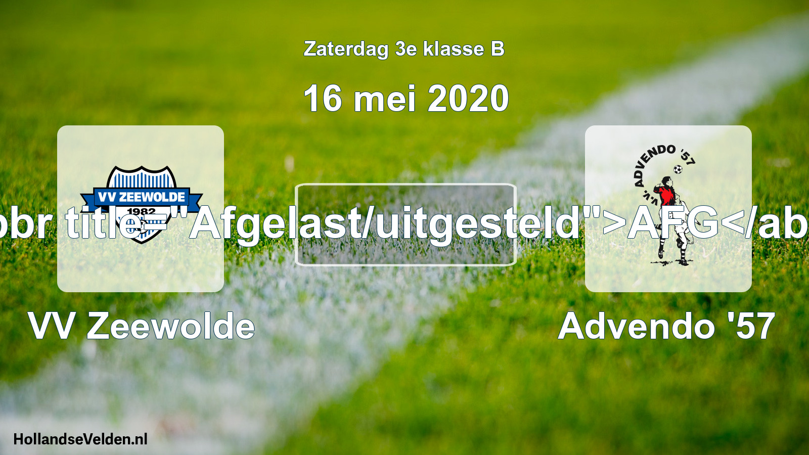 Scheduled Match: VV Zeewolde - Advendo '57 (16 May 2020)