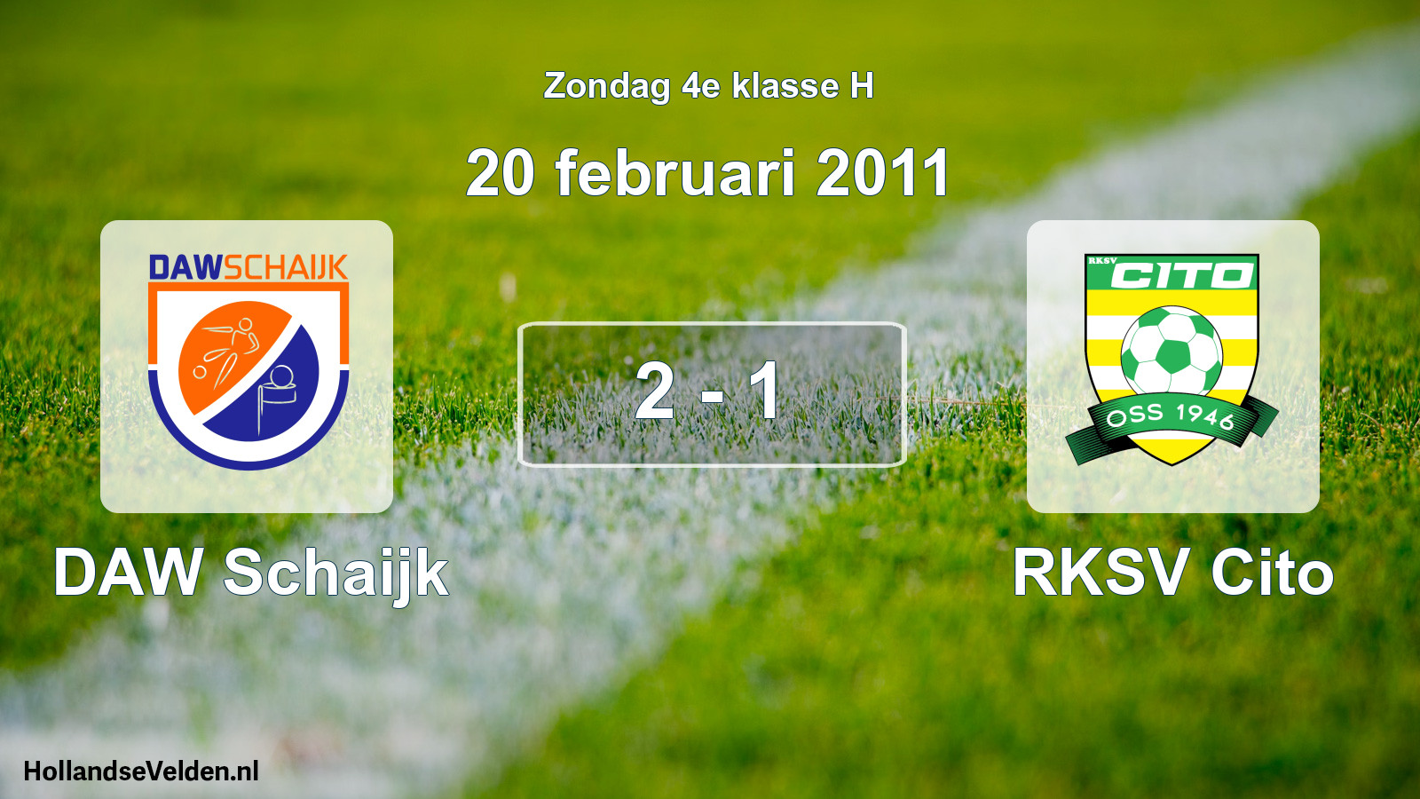 Total number of matches played: DAW Schaijk - RKSV Cito 2 - 1 (20 February 2011)
