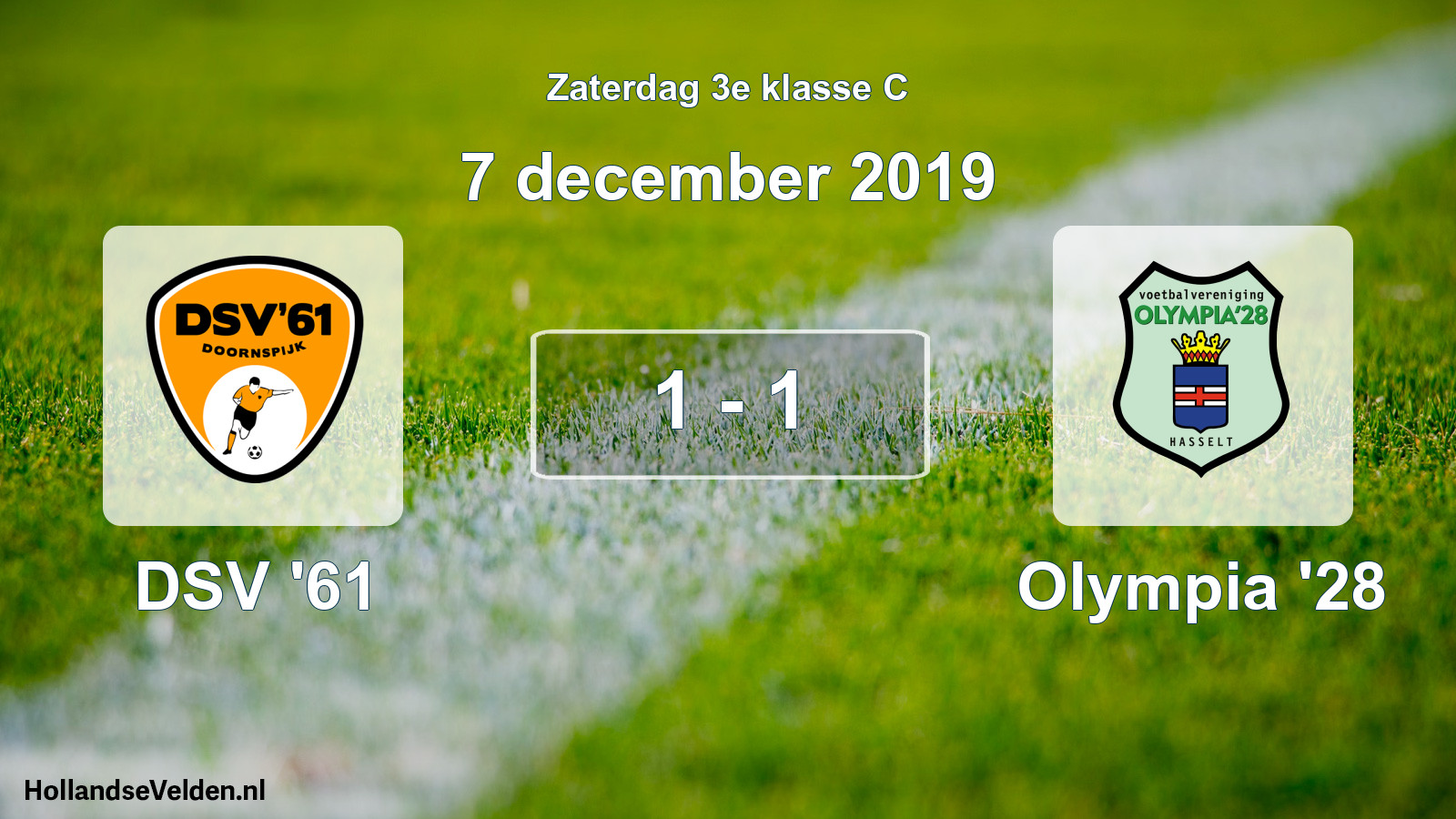 Total number of matches played: DSV '61 - Olympia '28 1 - 1 (7 December 2019)
