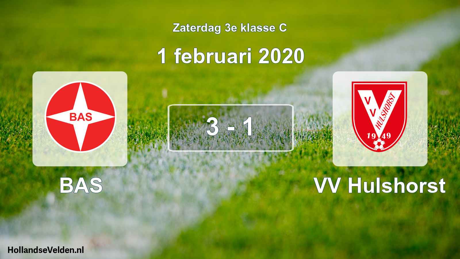 Total number of matches played: BAS - VV Hulshorst 3 - 1 (1 February 2020)