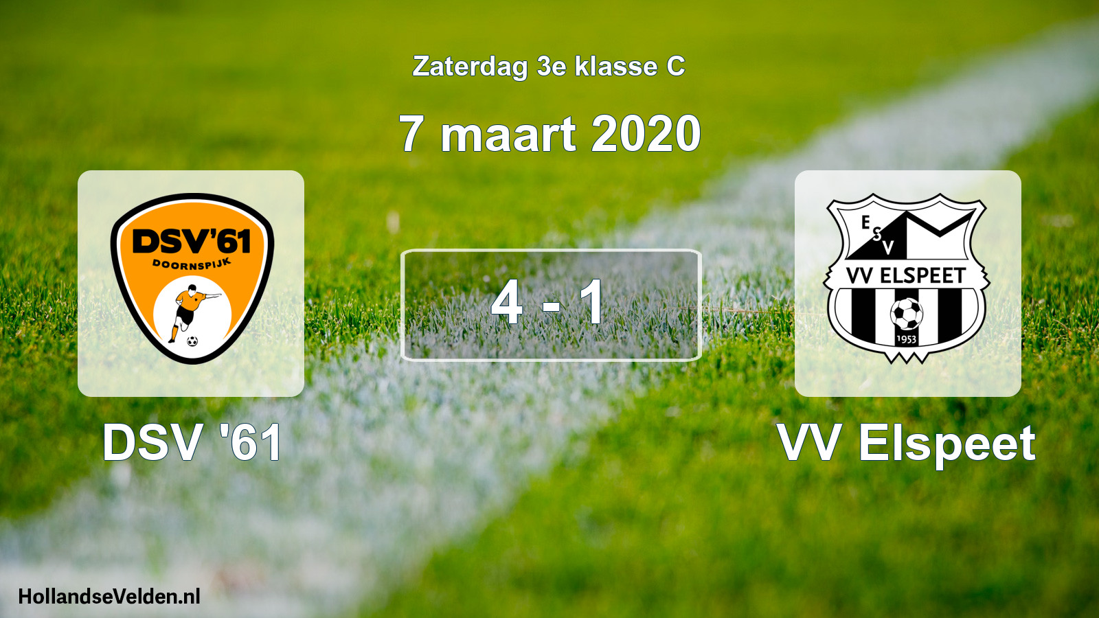 Total number of matches played: DSV '61 - VV Elspeet 4 - 1 (7 March 2020)