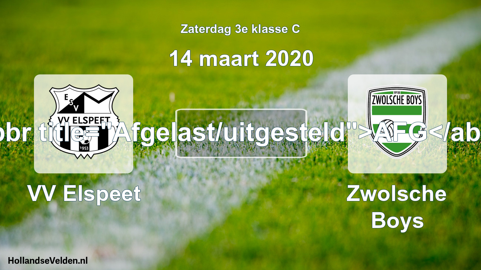 Scheduled Match: VV Elspeet - Zwolsche Boys (14 March 2020)