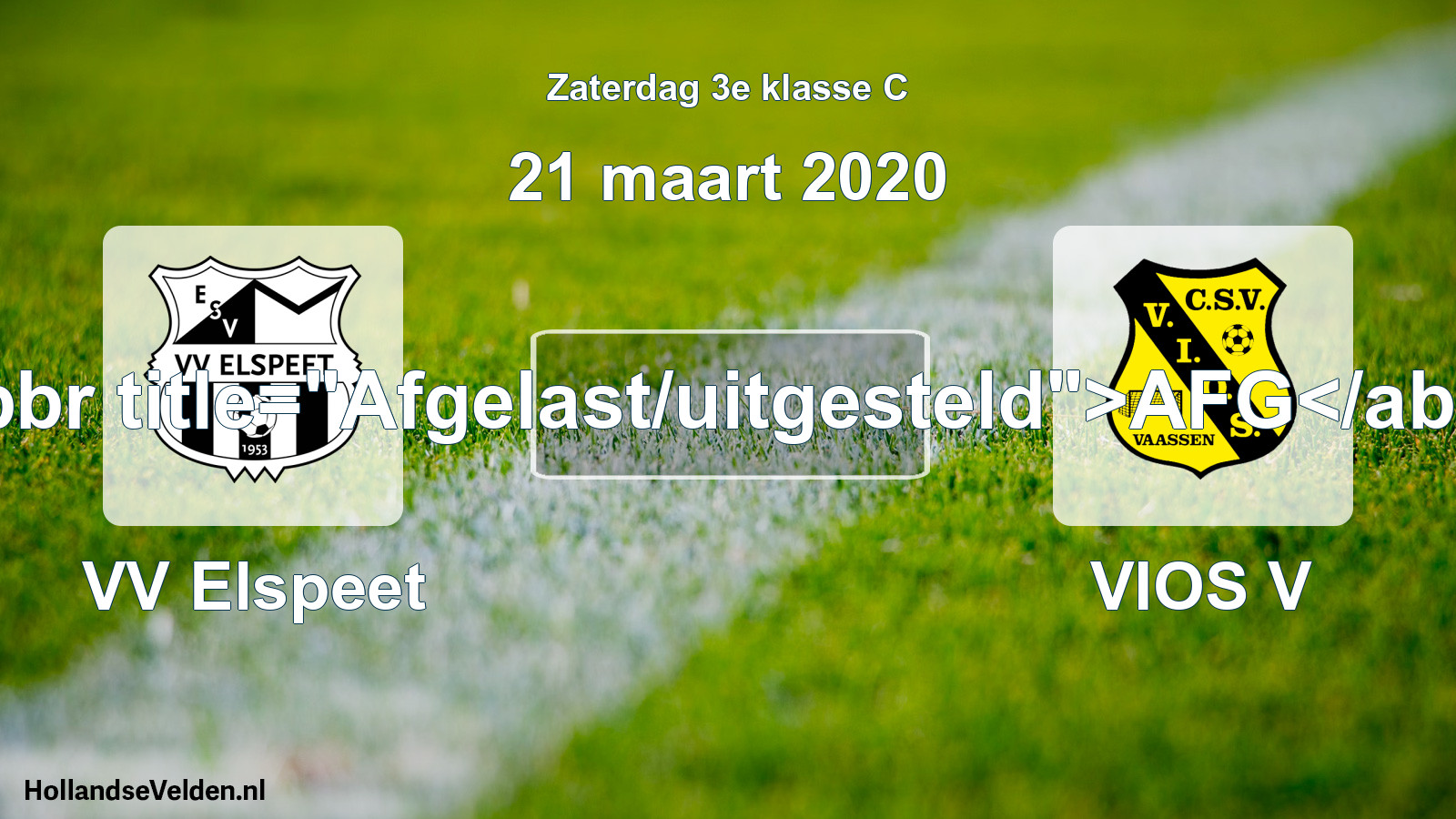 Scheduled Match: VV Elspeet - VIOS V (21 March 2020)